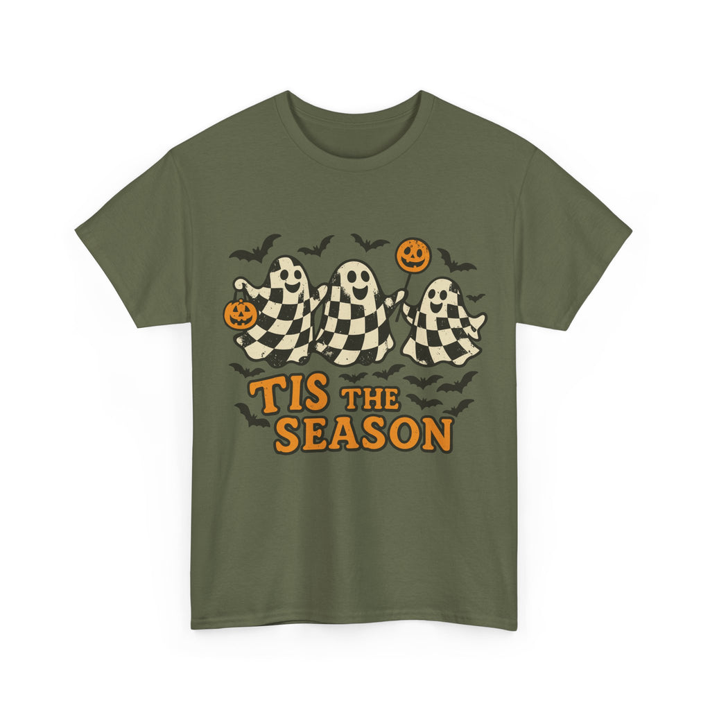 Halloween Ghosts Checker Pattern Unisex Cotton Tee