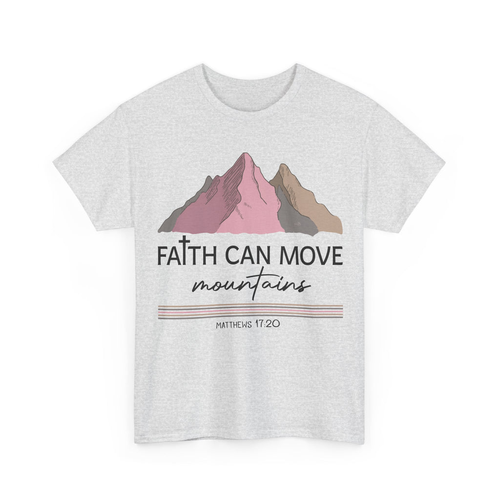 Faith Can Move Mountains Mountain Tee — Pastel Inspirational Christian Unisex Cotton T-Shirt