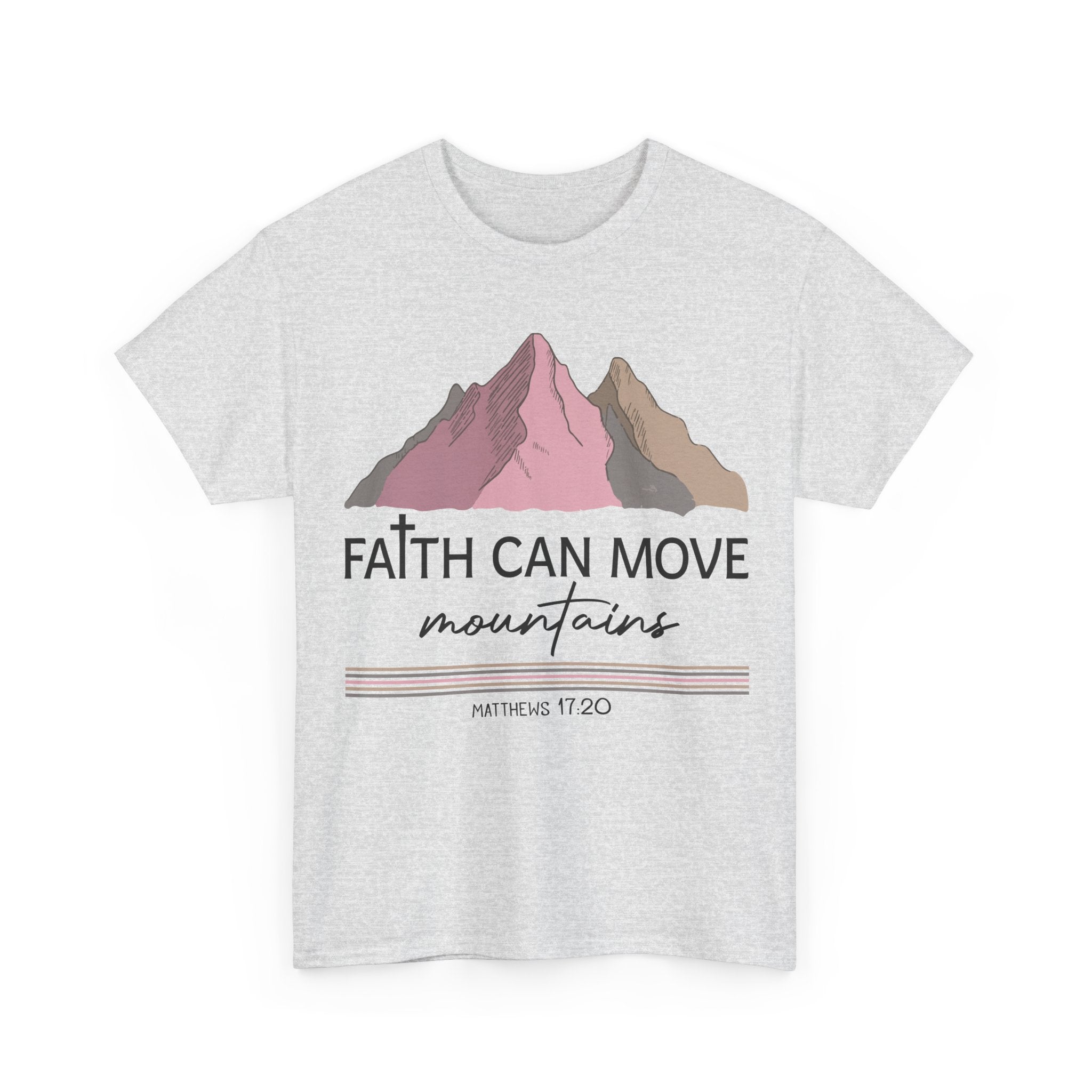 Faith Can Move Mountains Mountain Tee — Pastel Inspirational Christian Unisex Cotton T-Shirt