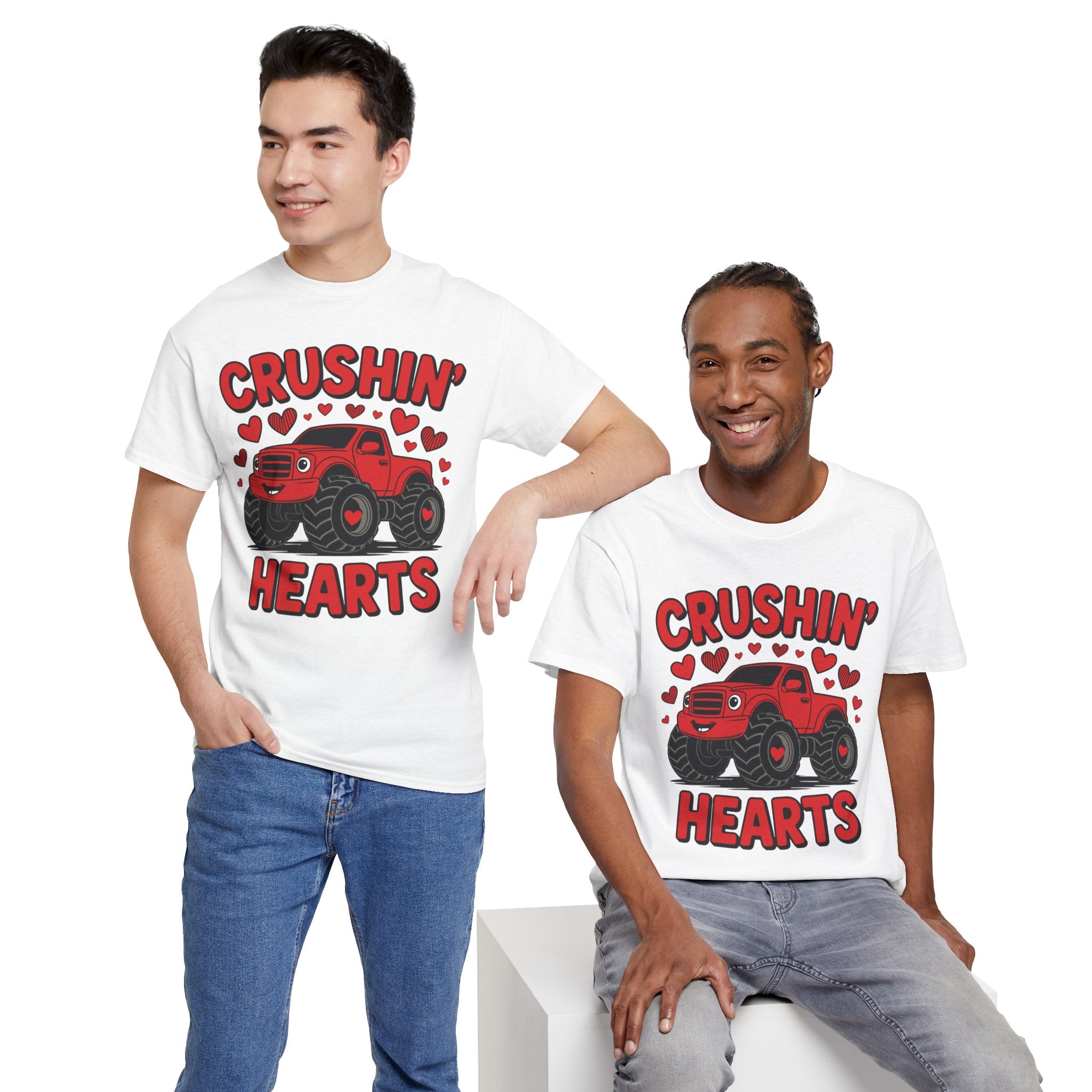Crushin’ Hearts Valentine Monster Truck Unisex Cotton Tee