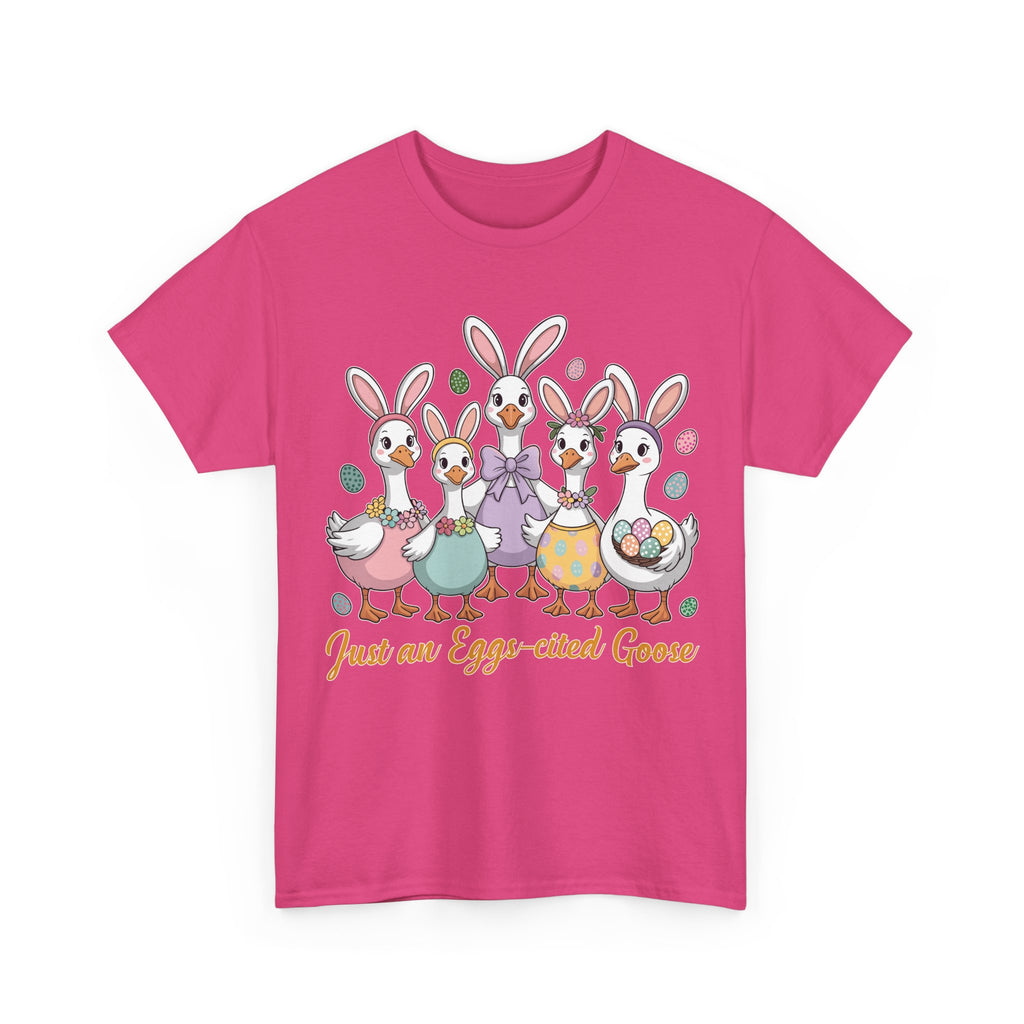 Just an Eggs-cited Goose Easter Tee — Funny Geese in Bunny Ears Unisex Cotton Tee