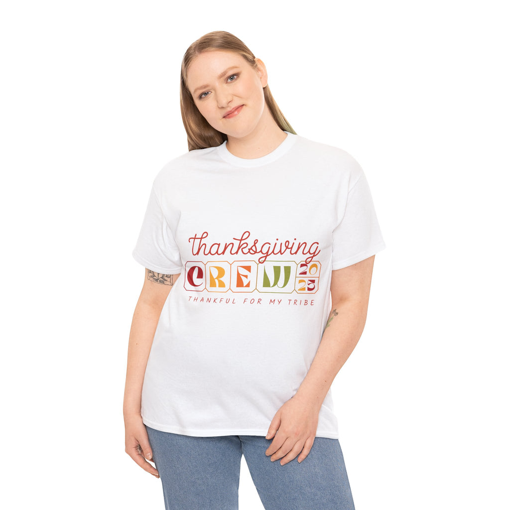 Thanksgiving Crew 2025 Tee — "Thankful for My Tribe" Autumn Holiday Unisex Cotton Tshirt