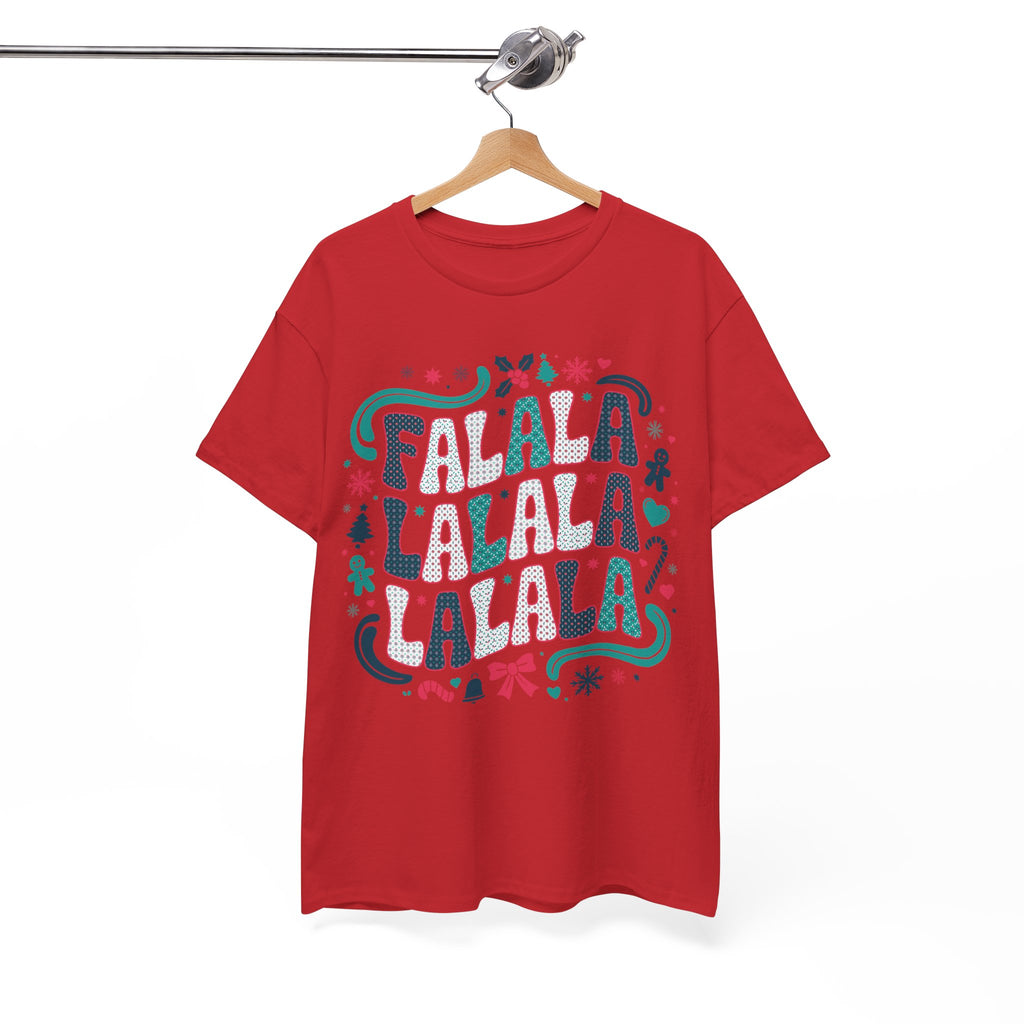 Fa La La La La Christmas T-Shirt — Festive Candy Cane & Gingerbread Holiday Unisex Cotton Tee