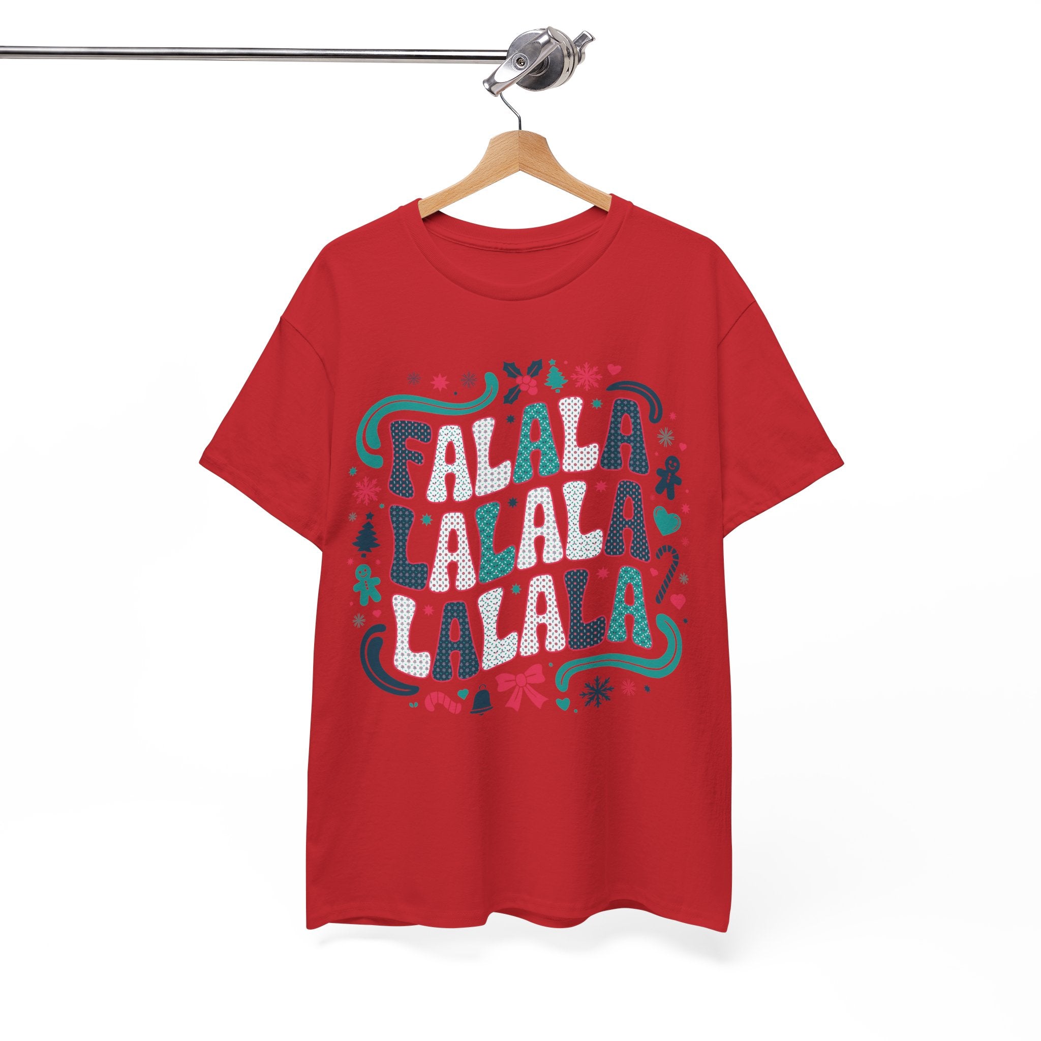 Fa La La La La Christmas T-Shirt — Festive Candy Cane & Gingerbread Holiday Unisex Cotton Tee