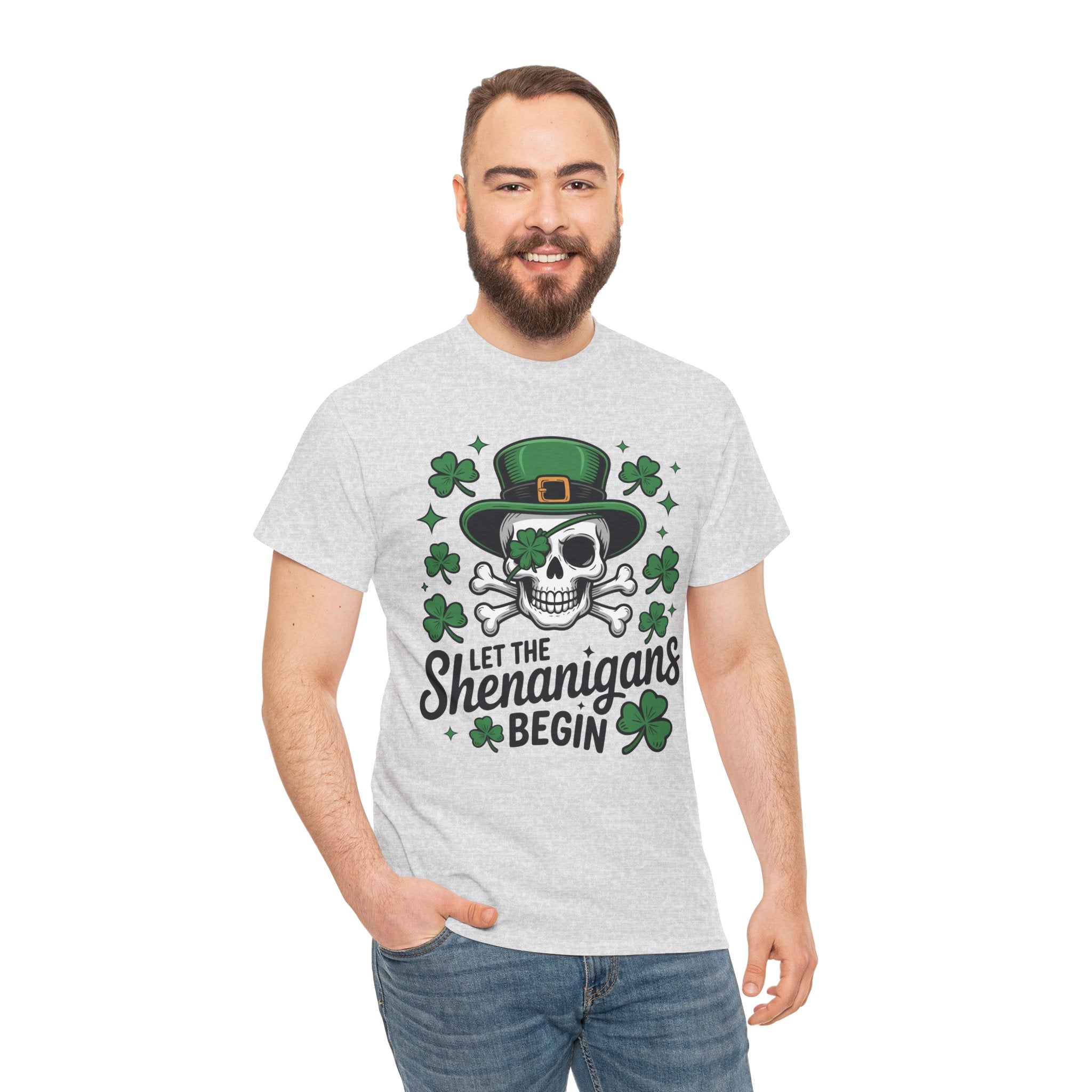 Let the Shenanigans Begin — Leprechaun Skull Unisex Cotton T-Shirt