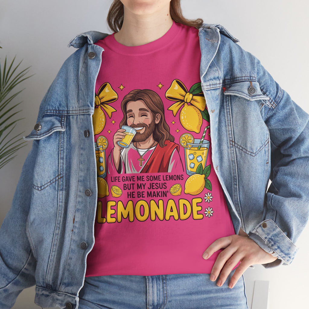 Jesus Drinking Lemonade T-Shirt — "Life Gave Me Some Lemons" Christian Unisex Cotton Tee