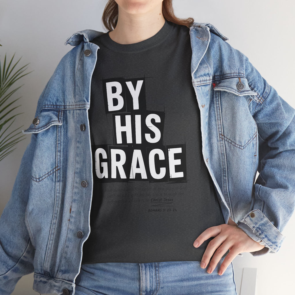 By His Grace tee — Minimalist Faith Christian Unisex Cotton T-Shirt