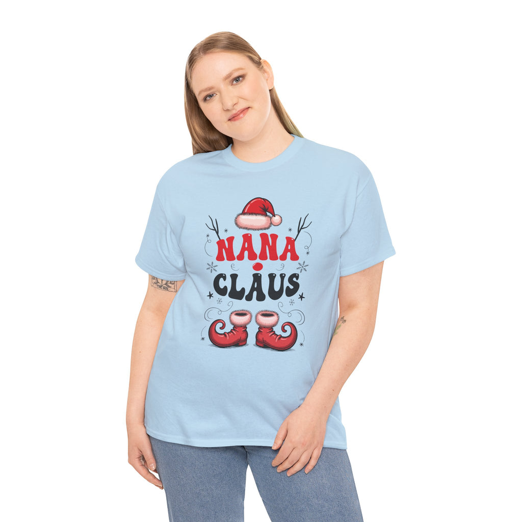 Nana Christmas T-Shirt — Santa Hat & Elf Boots Holiday Unisex Cotton Tee