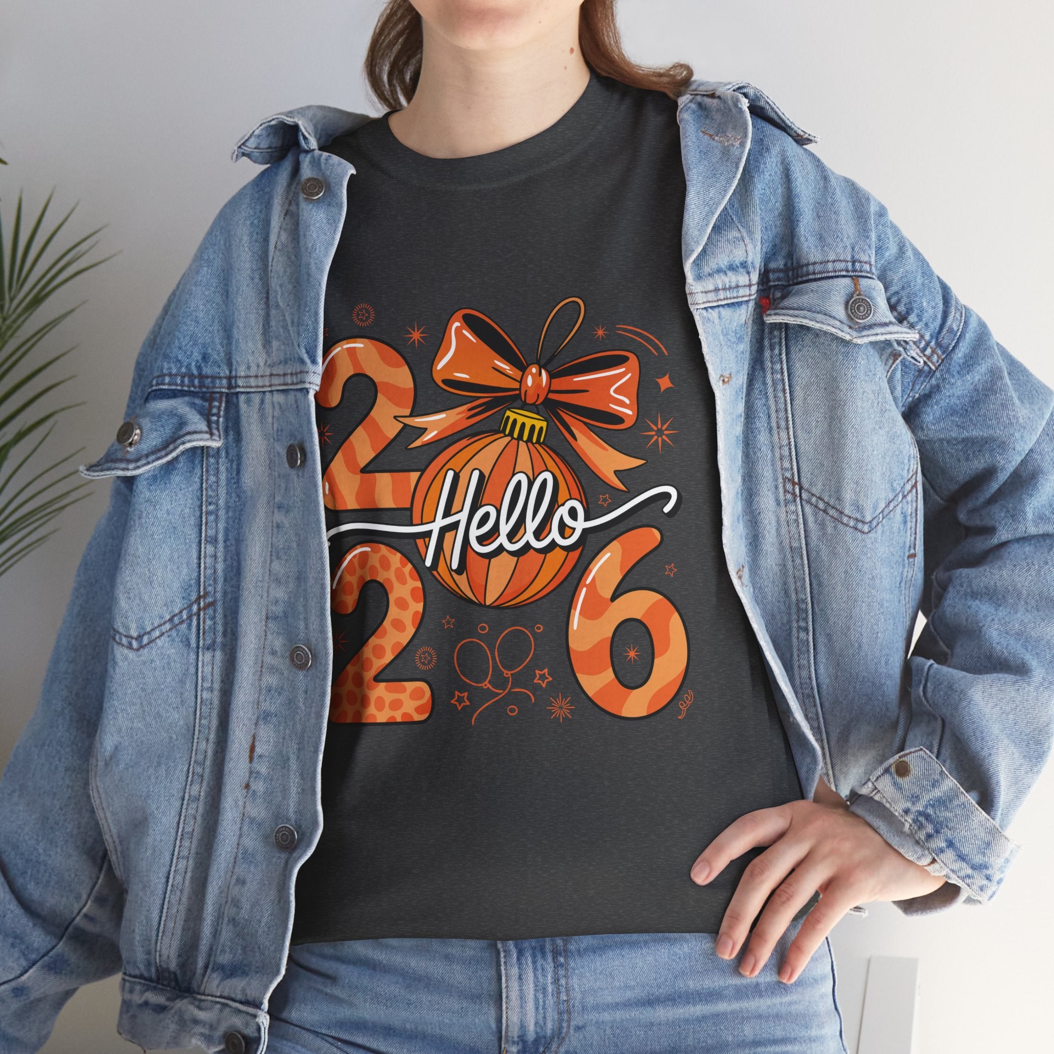 Hello 2026 Christmas Ornament Tee — Festive Orange Holiday Unisex Cotton T-Shirt