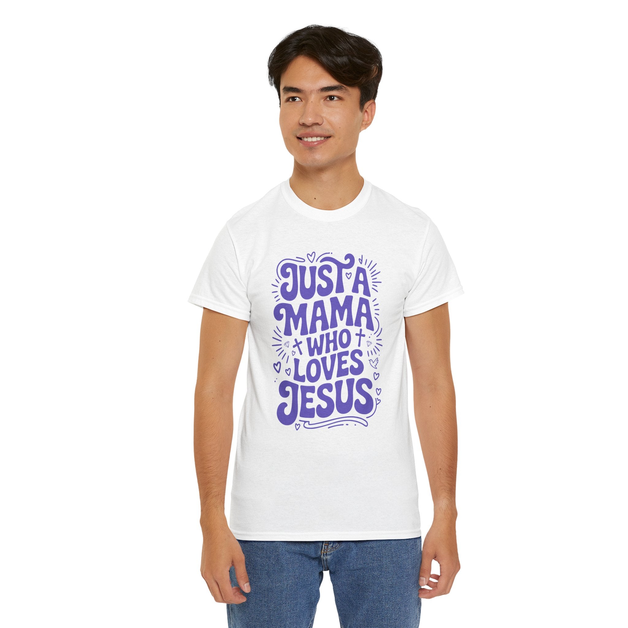 Mama Who Loves Jesus T-Shirt — Bright Green Bubbly Faith Unisex Cotton Tee