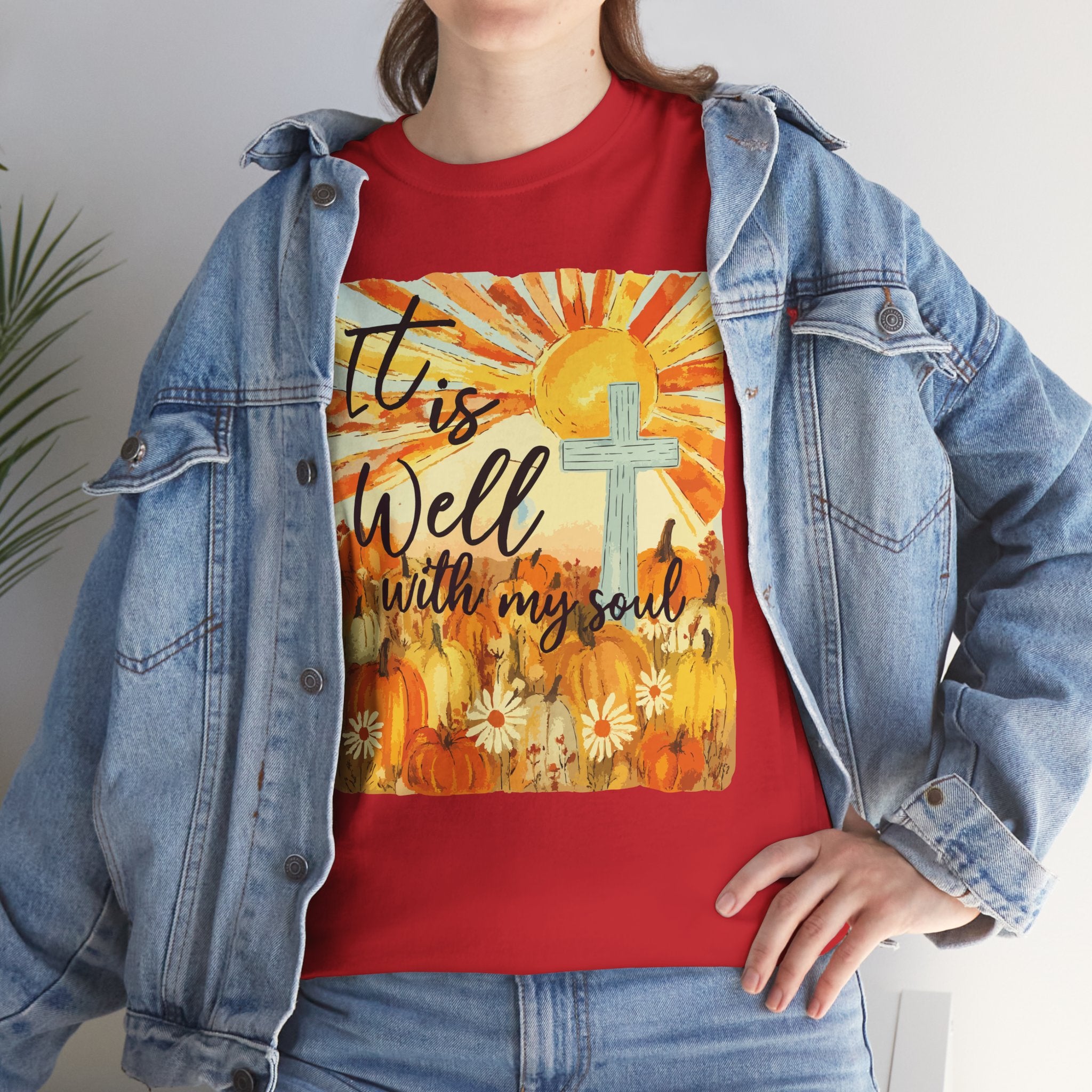 It Is Well With My Soul Pumpkin Sunrise Unisex Cotton T-Shirt