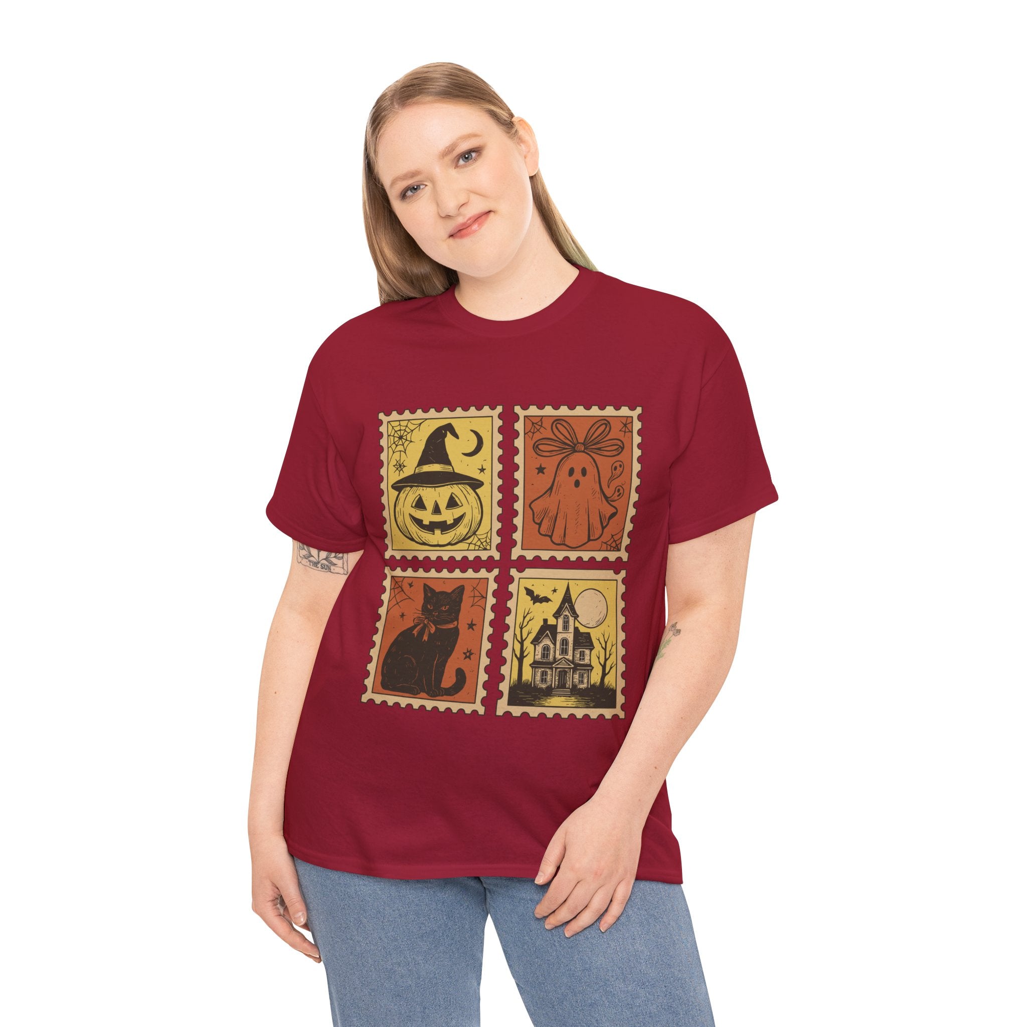 Halloween Stamp Design Unisex Heavy Cotton Tee