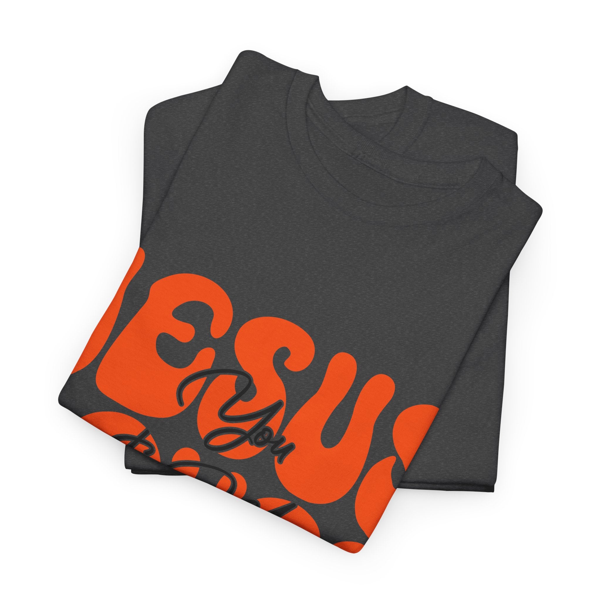 Jesus Loves You & Me Retro Tee — Playful Orange Bubbly Christian Unisex Cotton T-Shirt