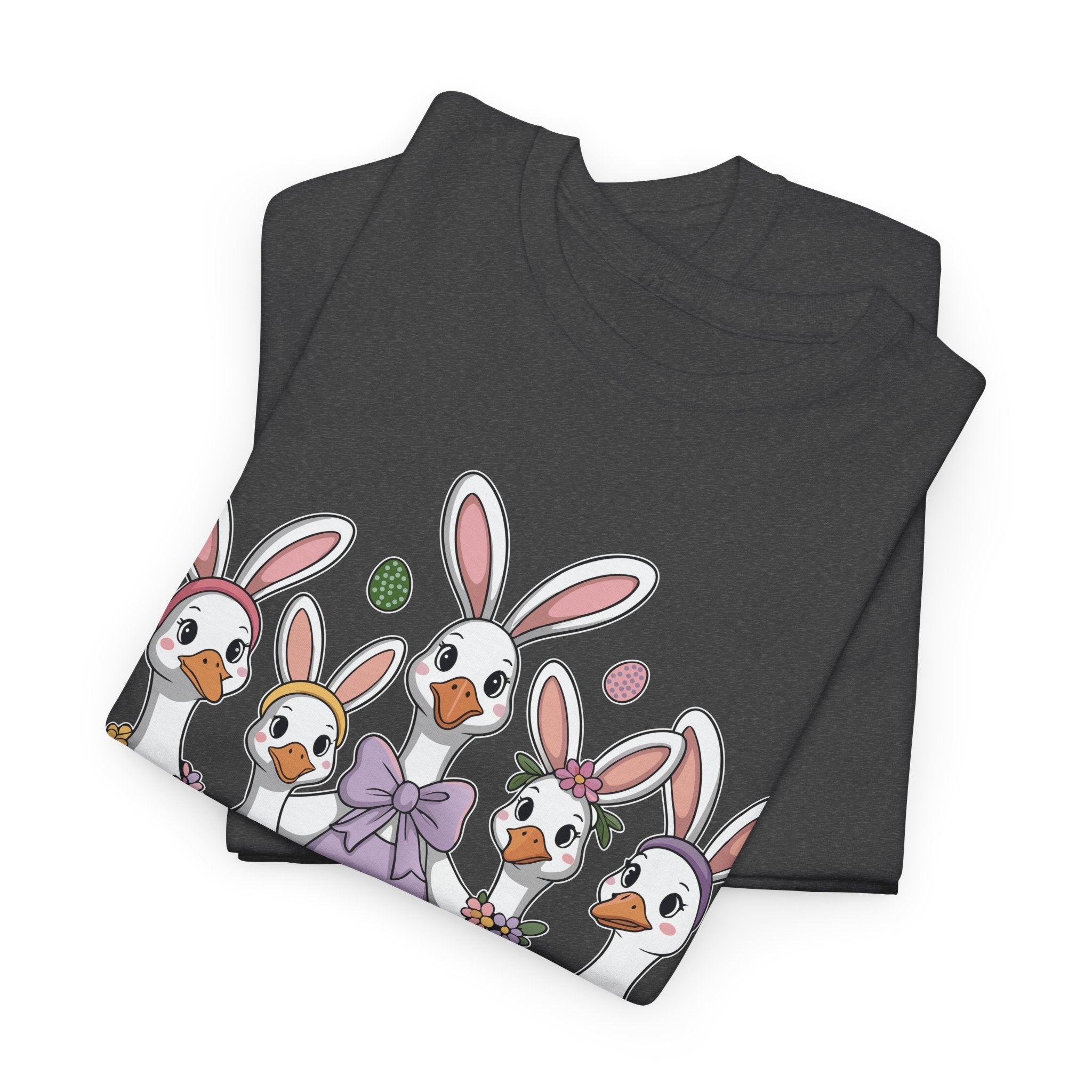 Just an Eggs-cited Goose Easter Tee — Funny Geese in Bunny Ears Unisex Cotton Tee
