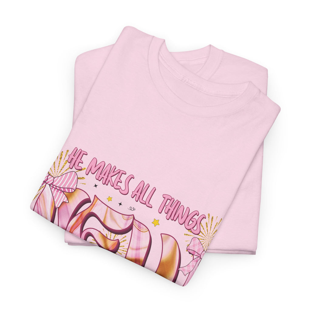 Christian Marble Tee — “He Makes All Things New” (Revelation 21:5)... Unisex Cotton Tee
