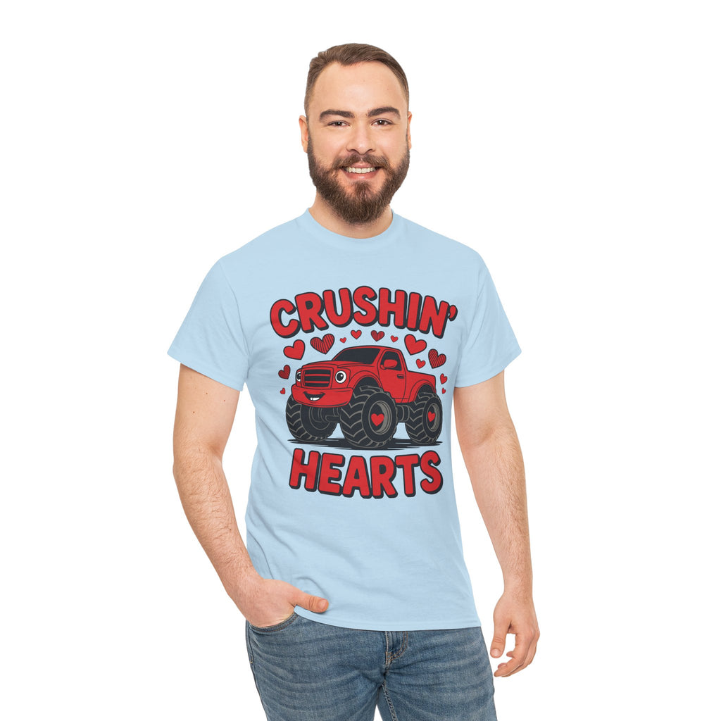 Crushin’ Hearts Valentine Monster Truck Unisex Cotton Tee