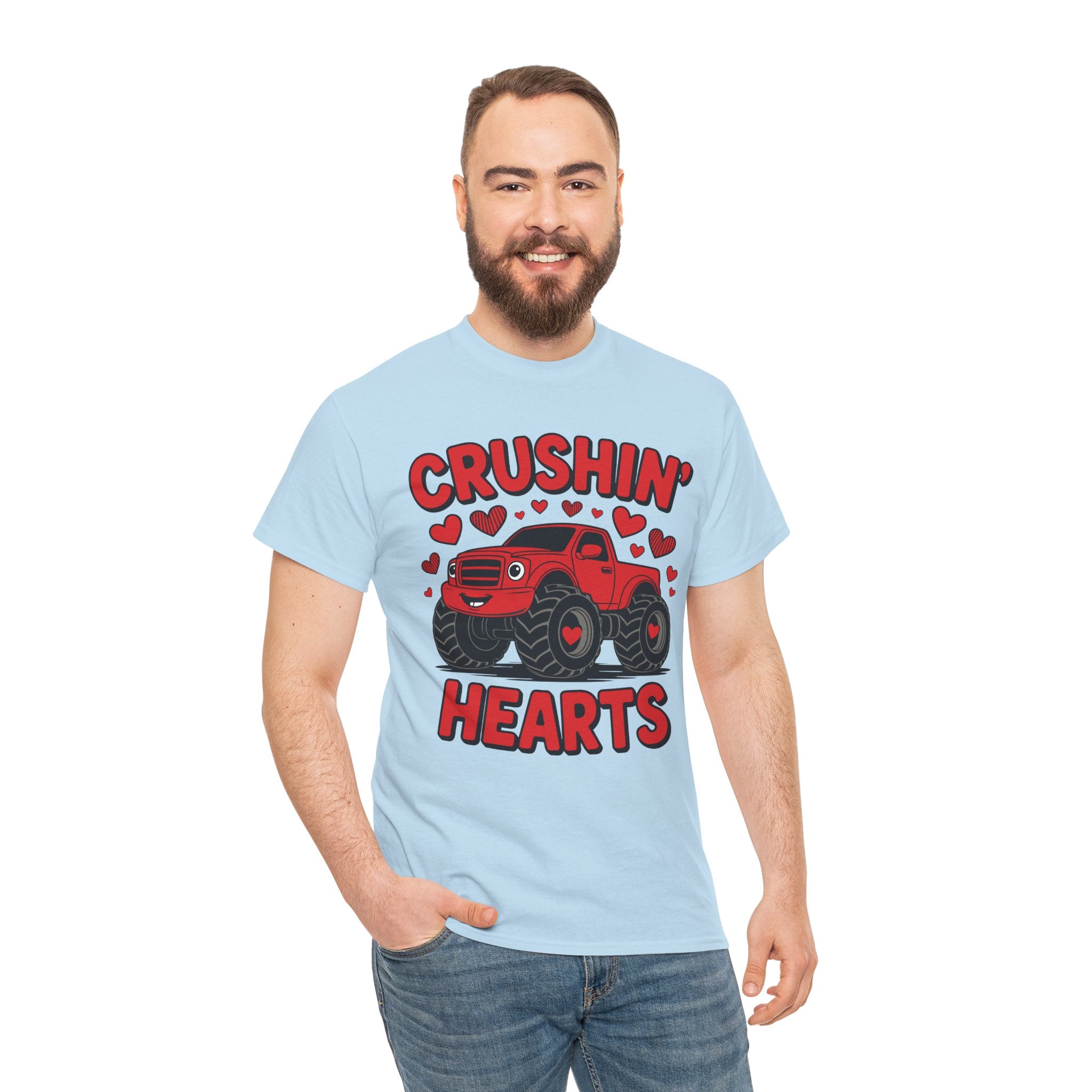 Crushin’ Hearts Valentine Monster Truck Unisex Cotton Tee