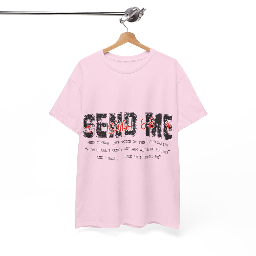 Here I Am Send Me Isaiah 6:8 T-Shirt — Christian Cross Graphic Unisex Cotton Tee