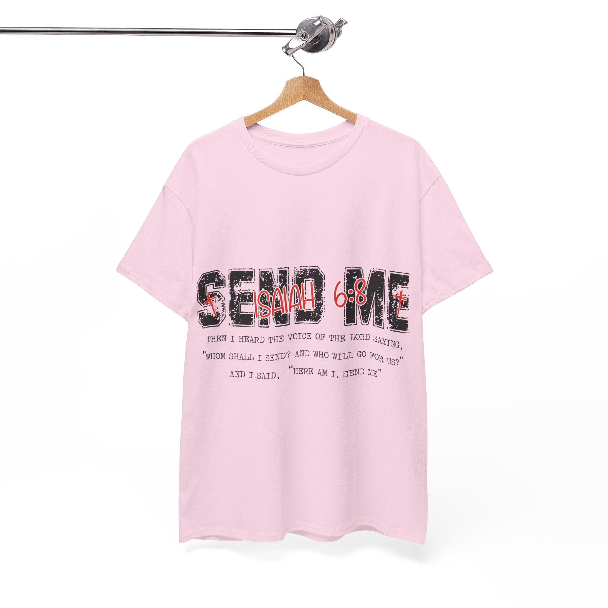 Here I Am Send Me Isaiah 6:8 T-Shirt — Christian Cross Graphic Unisex Cotton Tee
