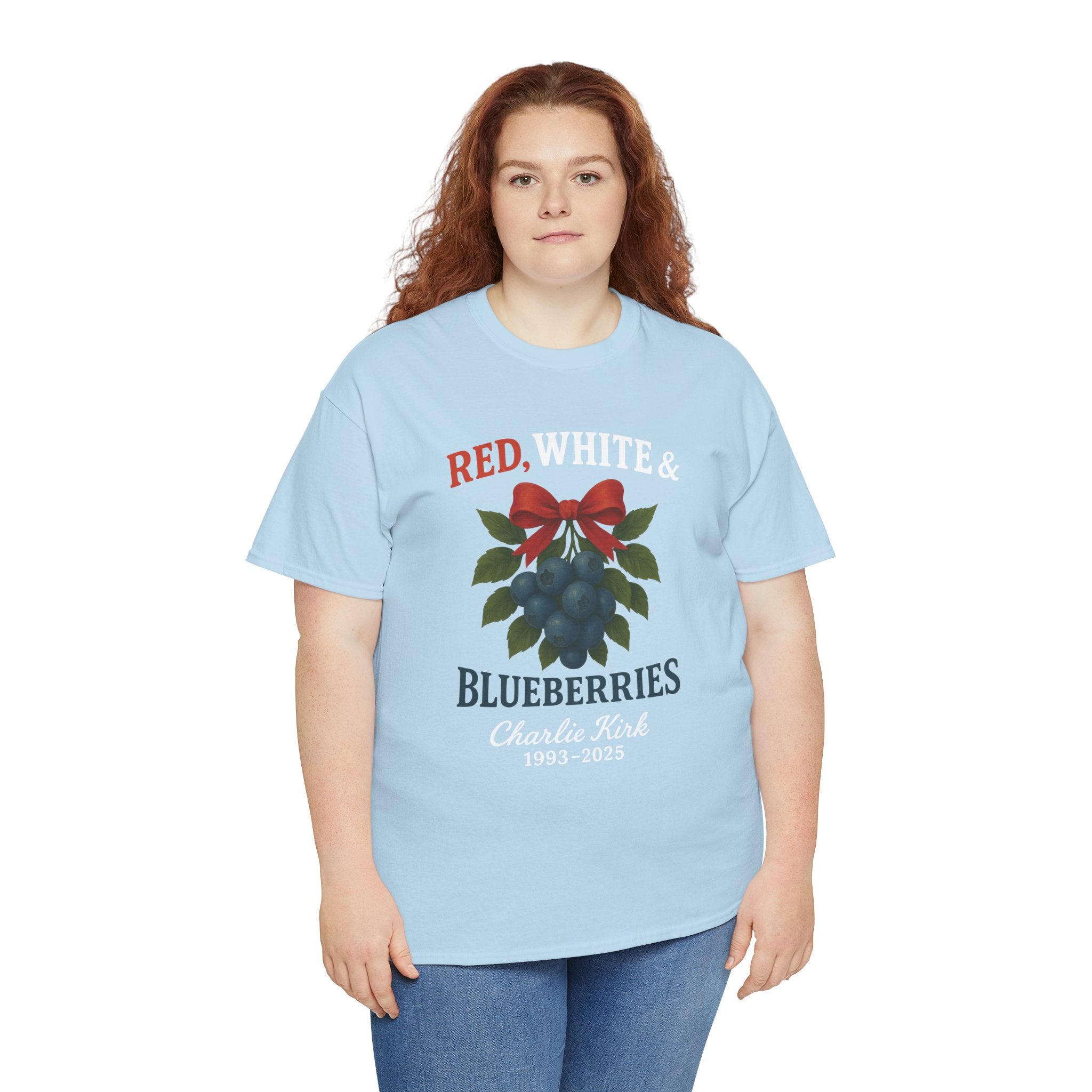 Red, White & Blueberries T-Shirt — Patriotic Blueberry Graphic Unisex Cotton Tee
