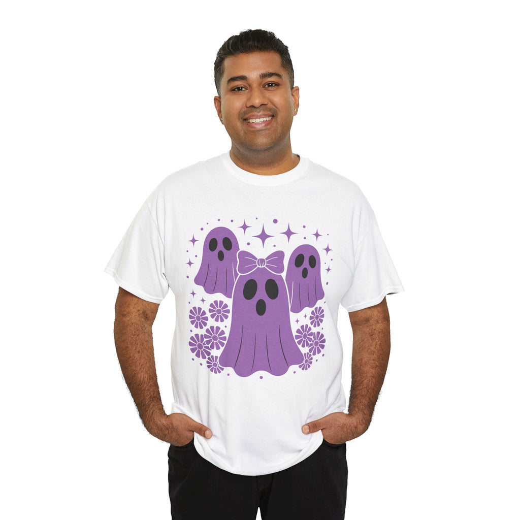 Purple Ghost Halloween Unisex Cotton Tee