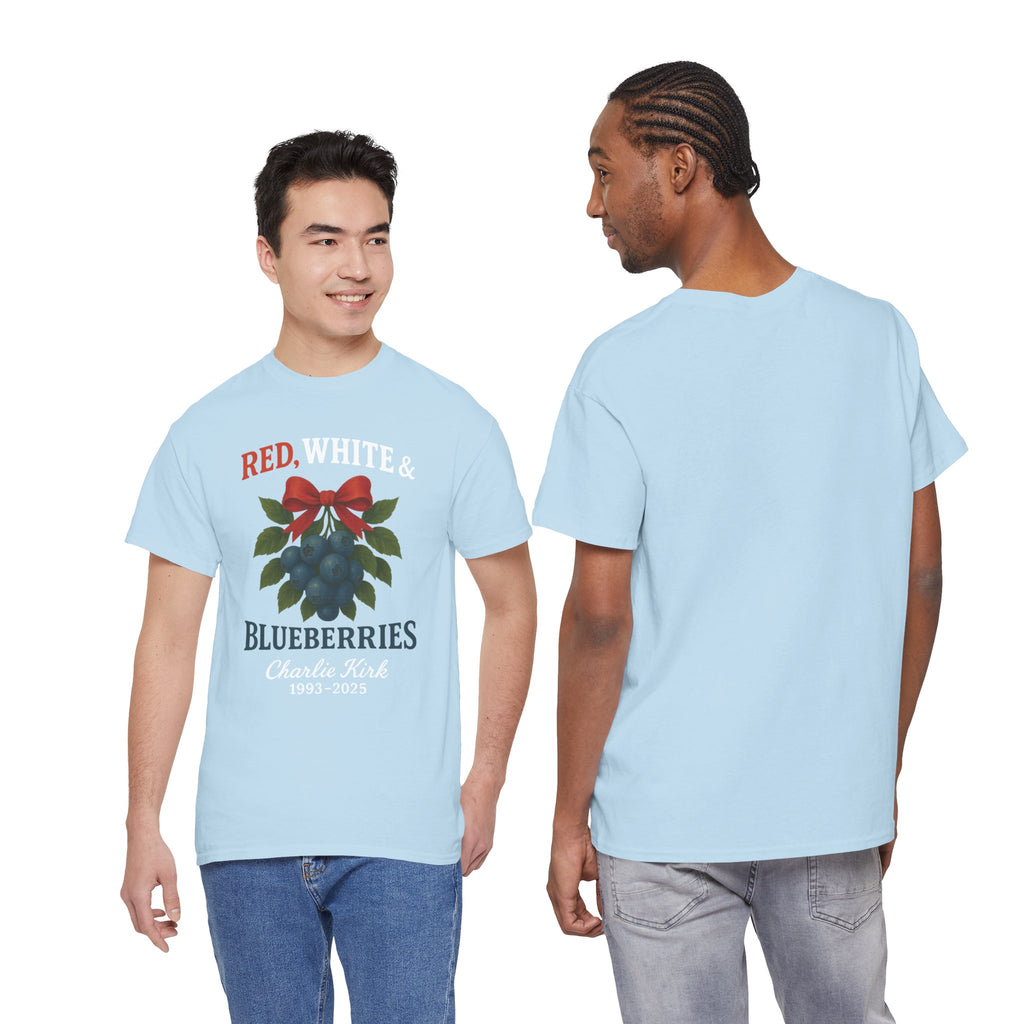 Red, White & Blueberries T-Shirt — Patriotic Blueberry Graphic Unisex Cotton Tee