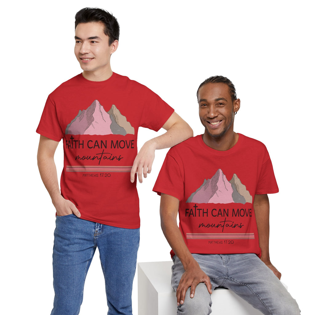 Faith Can Move Mountains Mountain Tee — Pastel Inspirational Christian Unisex Cotton T-Shirt