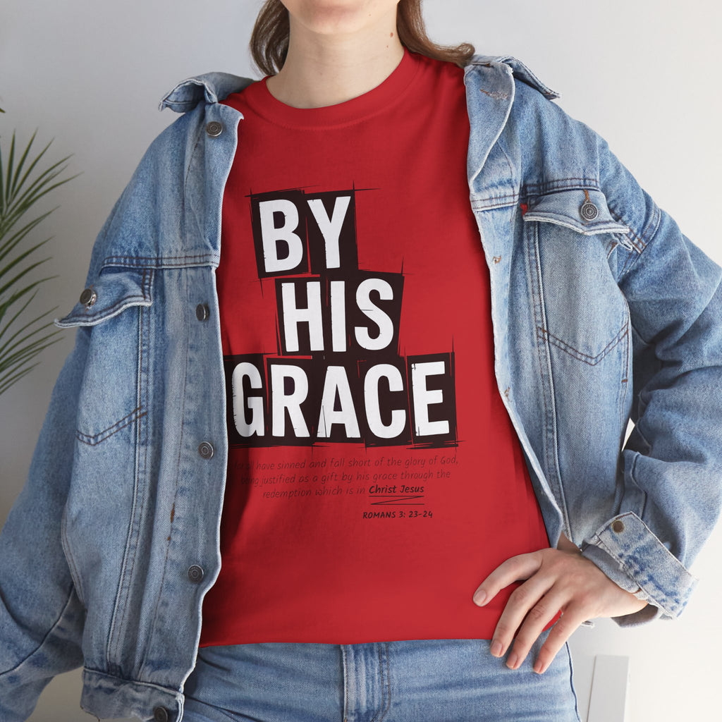 By His Grace tee — Minimalist Faith Christian Unisex Cotton T-Shirt