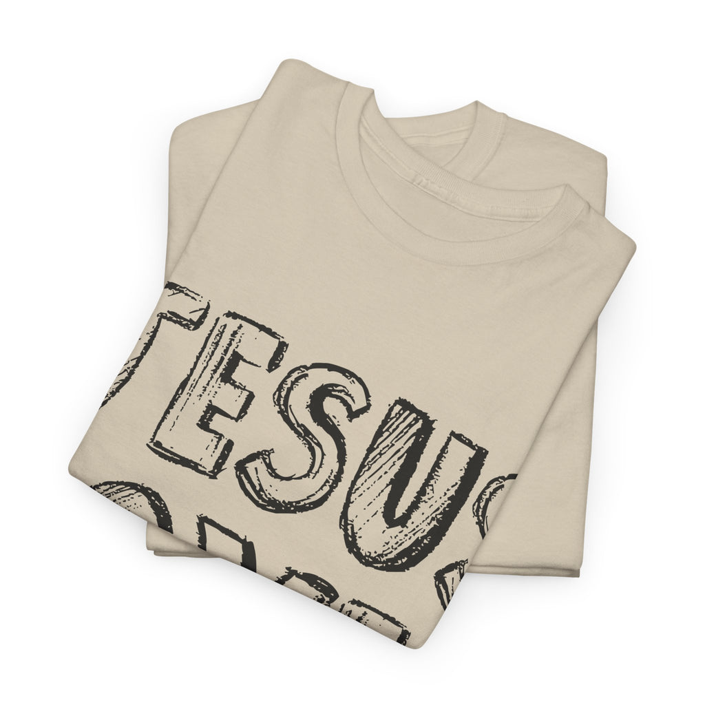 Jesus Loves You Chalk-Style Tee — Crosses & Stars Christian UNisex Cotton T-Shirt