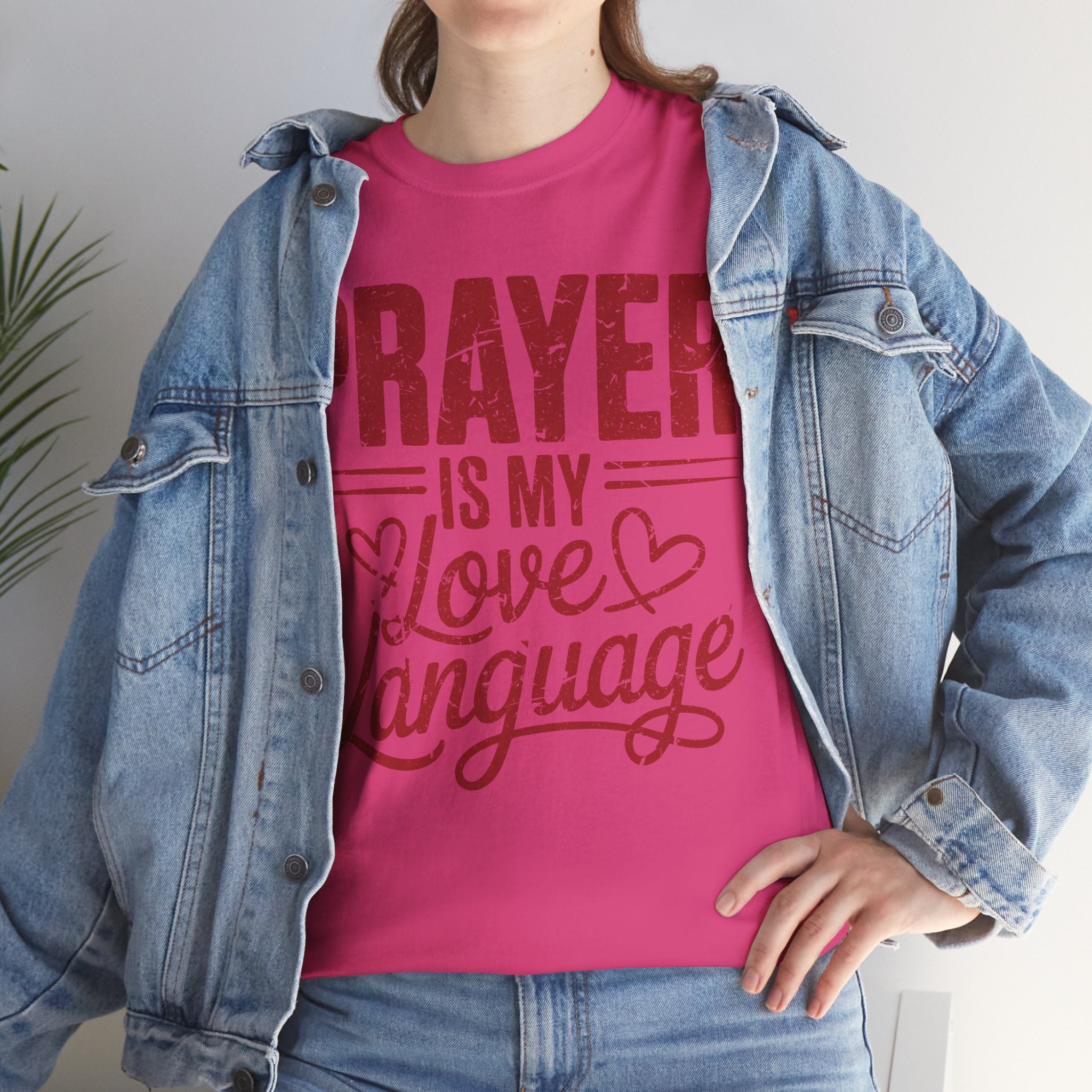Prayer Is My Love Language T-Shirt — Faith-Inspired Red Hearts Unisex Cotton Tee