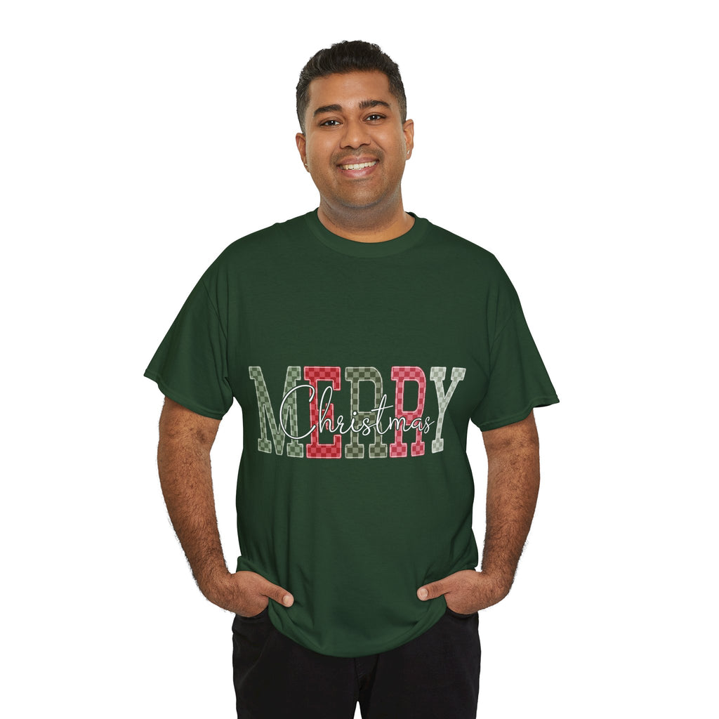 Plaid Merry Christmas Unisex Cotton Tee