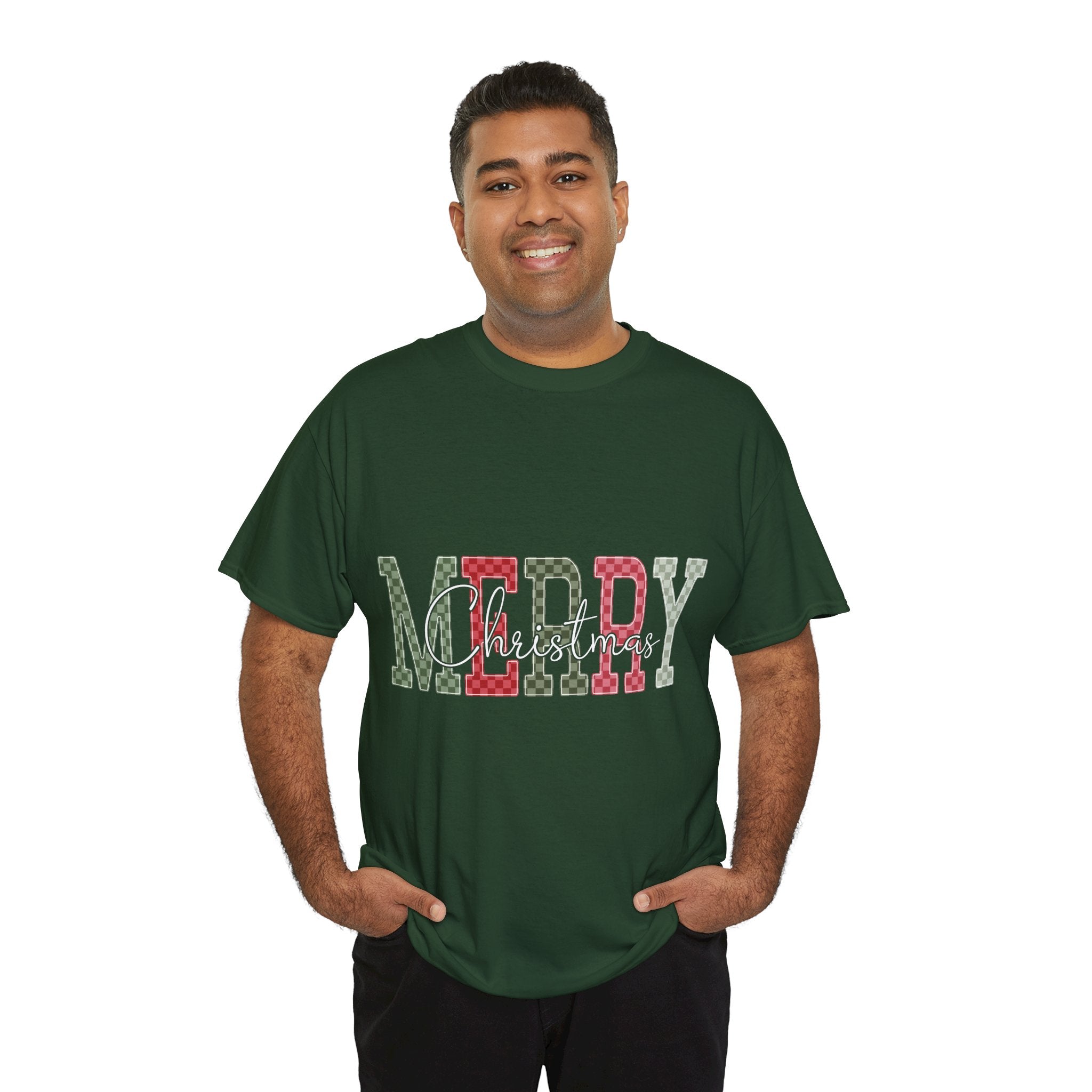 Plaid Merry Christmas Unisex Cotton Tee