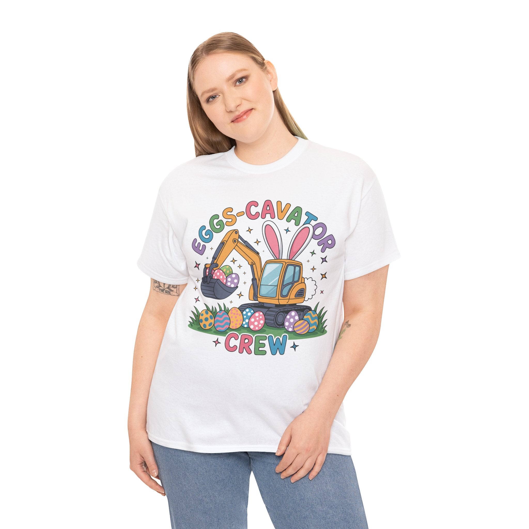 Easter 'Eggs-cavator Crew' Kids Tee — Excavator Bunny & Eggs Unisex Cotton Tee
