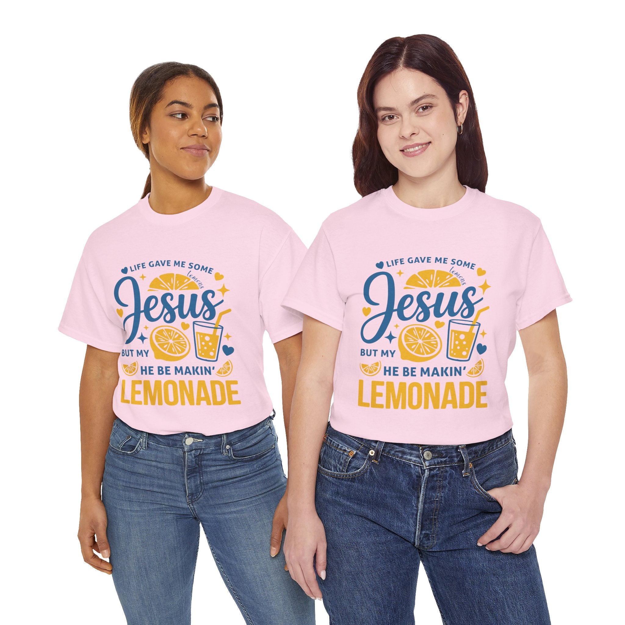 Christian Lemonade T-Shirt — “Life gave me some lemons but my Jesus He be makin’ lemonade”. Unisex Cotton Tee