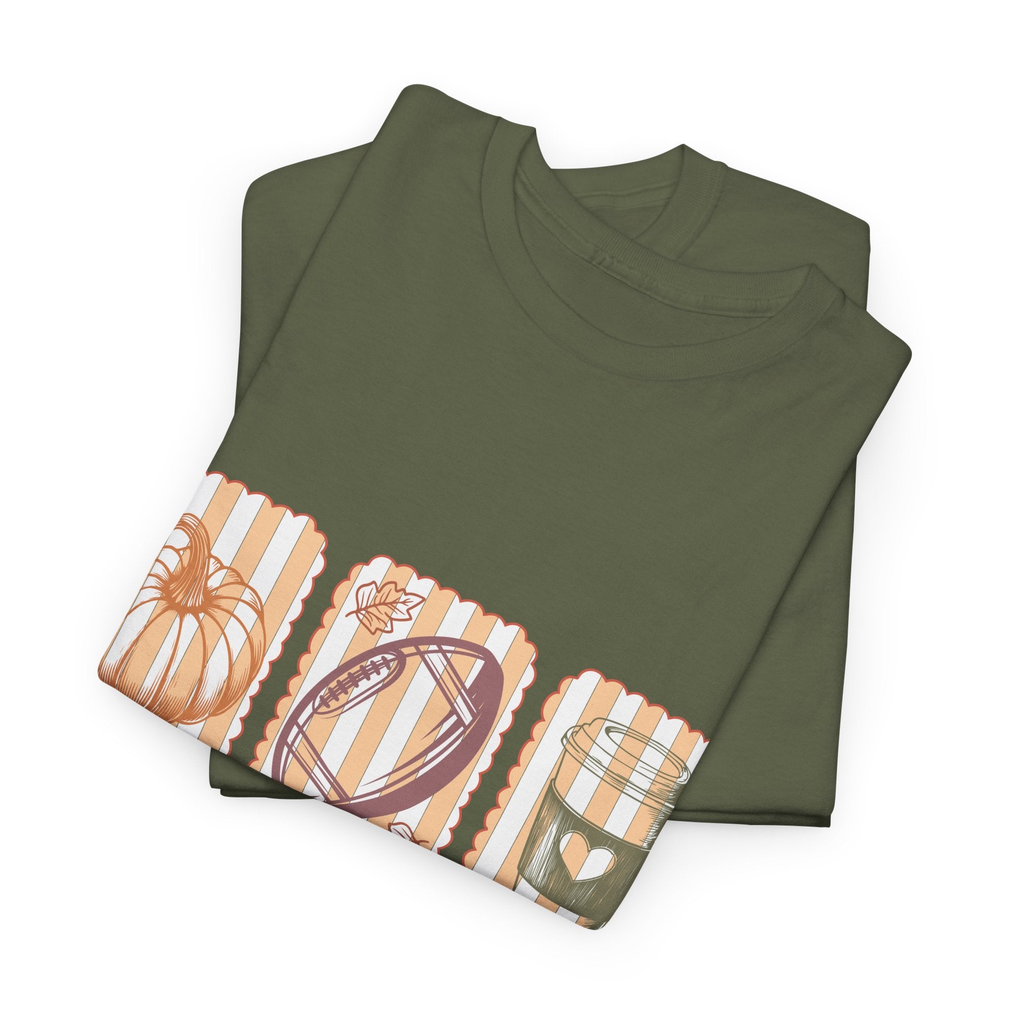 Tis the Season Pumpkin, Football & Coffee Fall Unisex Cotton T-Shirt