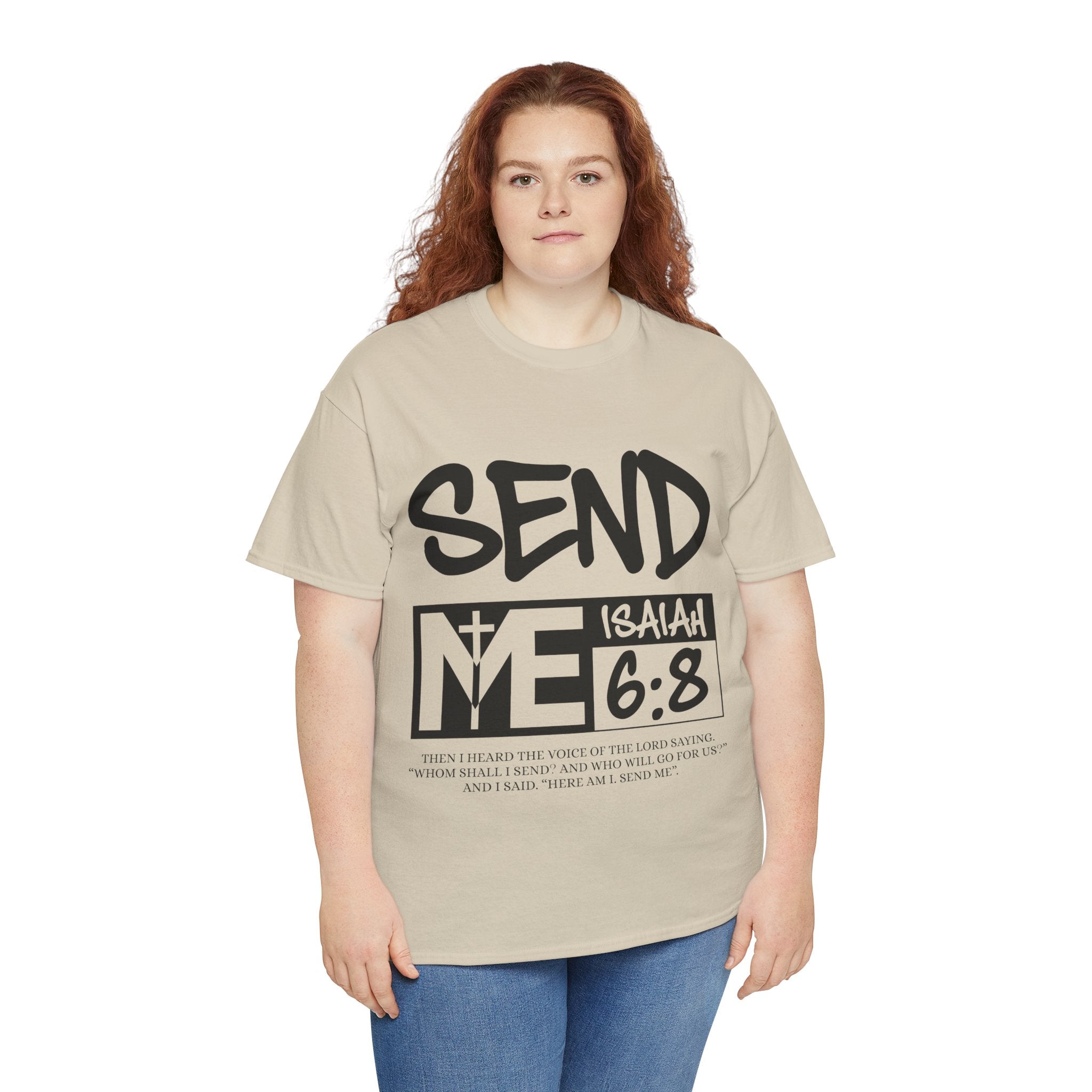 Send Me Isaiah 6:8 Christian T-Shirt — Cross Faith Unisex Cotton Tee