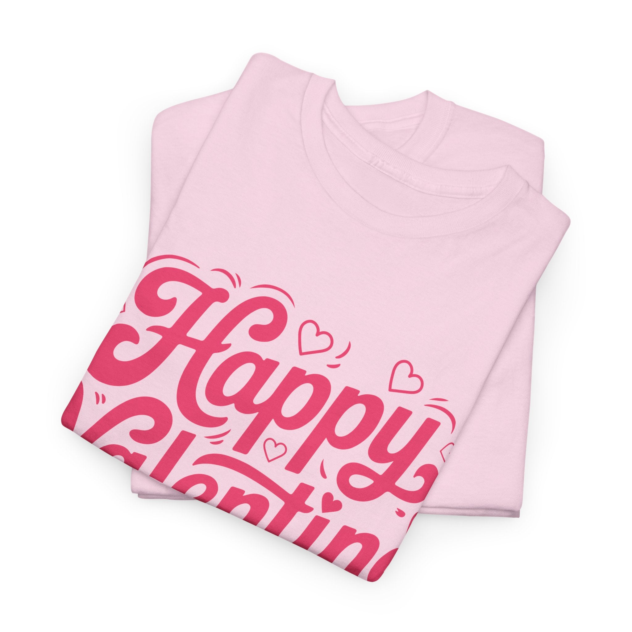 Happy Valentine Day Tee — Pink Heart & Love Icons Valentine's Unisex Cotton Shirt