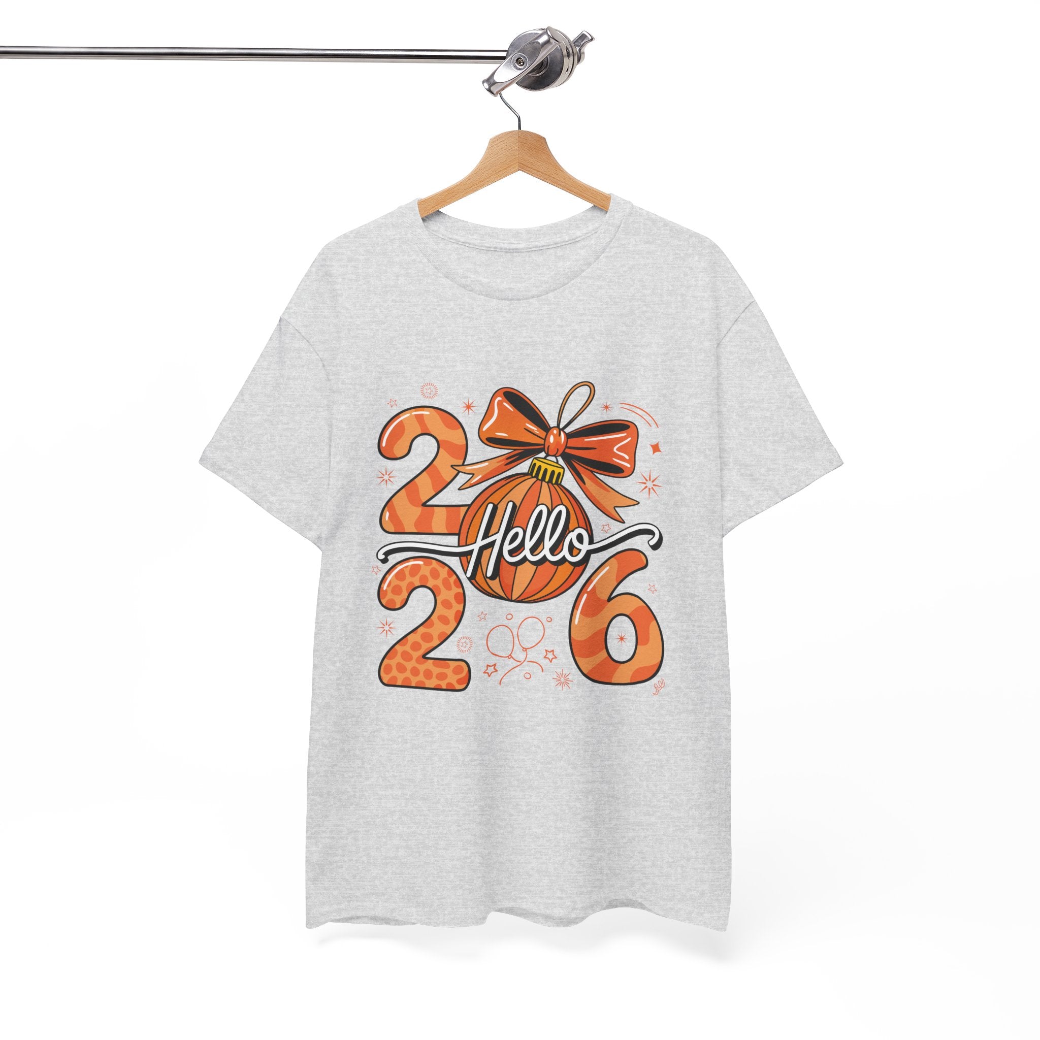 Hello 2026 Christmas Ornament Tee — Festive Orange Holiday Unisex Cotton T-Shirt