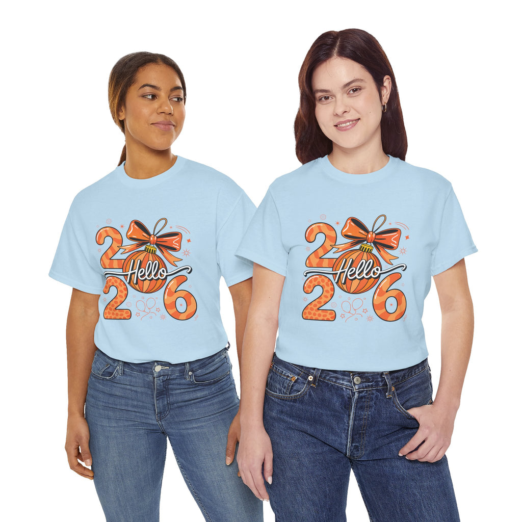 Hello 2026 Christmas Ornament Tee — Festive Orange Holiday Unisex Cotton T-Shirt