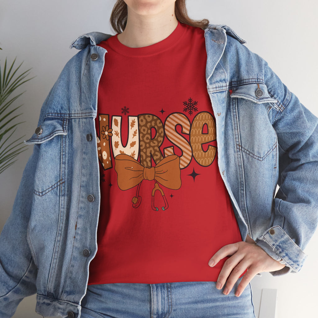 NURSE Fall Stethoscope Tee — Brown Autumn Nurse Unisex CottonT shirt