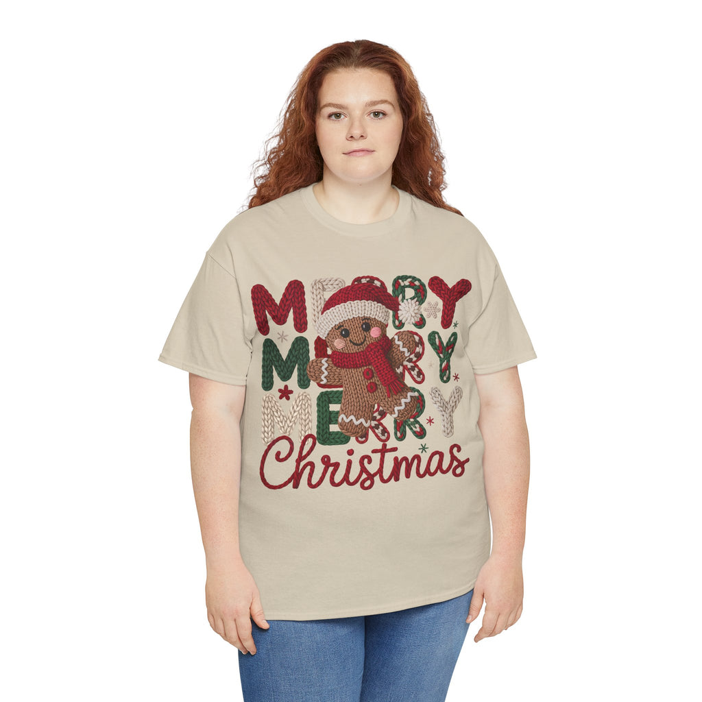 Merry Merry Merry Christmas Gingerbread Unisex Cotton Tee