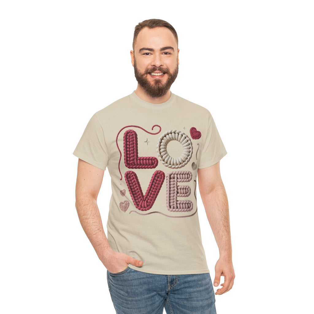 LOVE Faux Yarn Heart Unisex Cotton Tee
