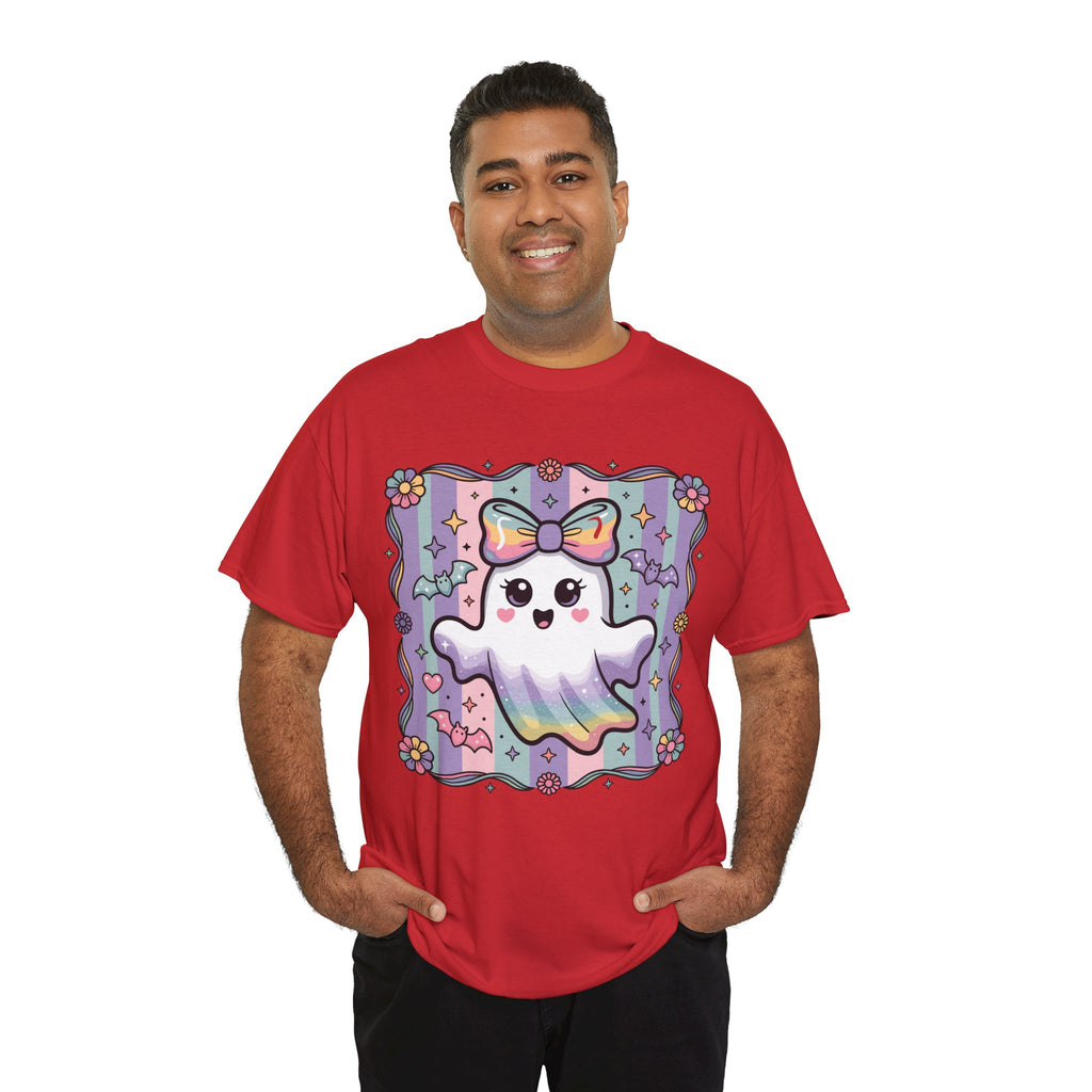 Pastel Ghost Rainbow Bow Unisex Cotton Tee