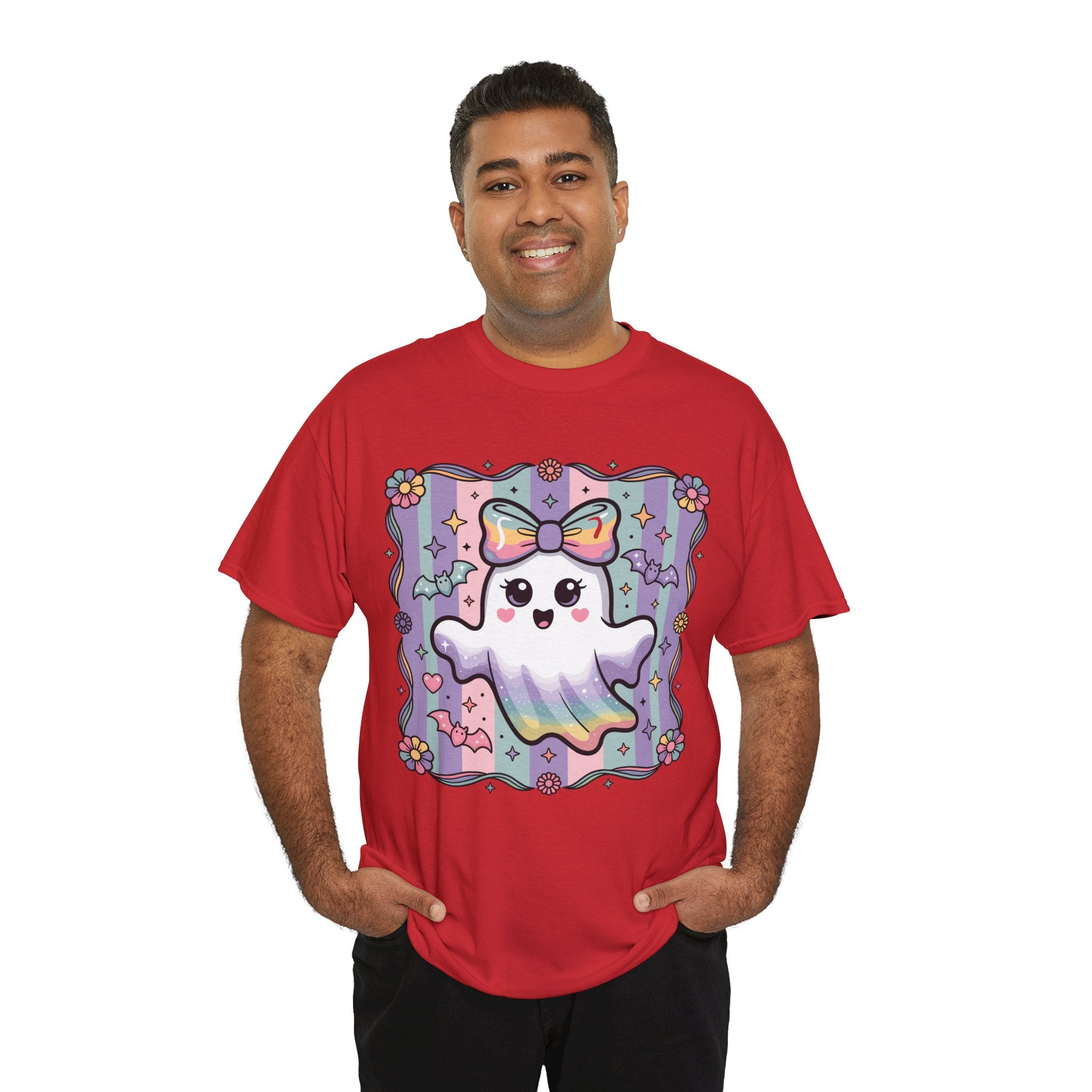 Pastel Ghost Rainbow Bow Unisex Cotton Tee