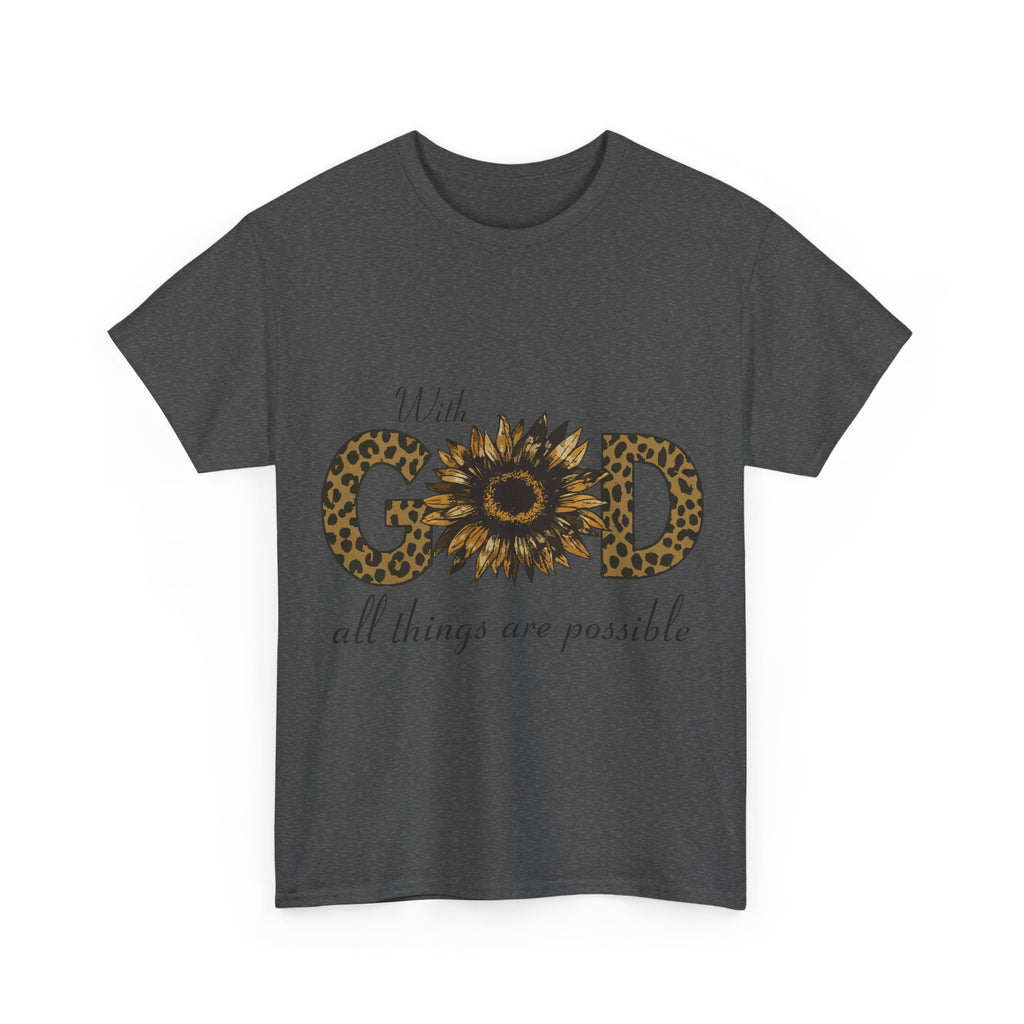 GOD Leopard Print Sunflower Unisex Cotton Tee