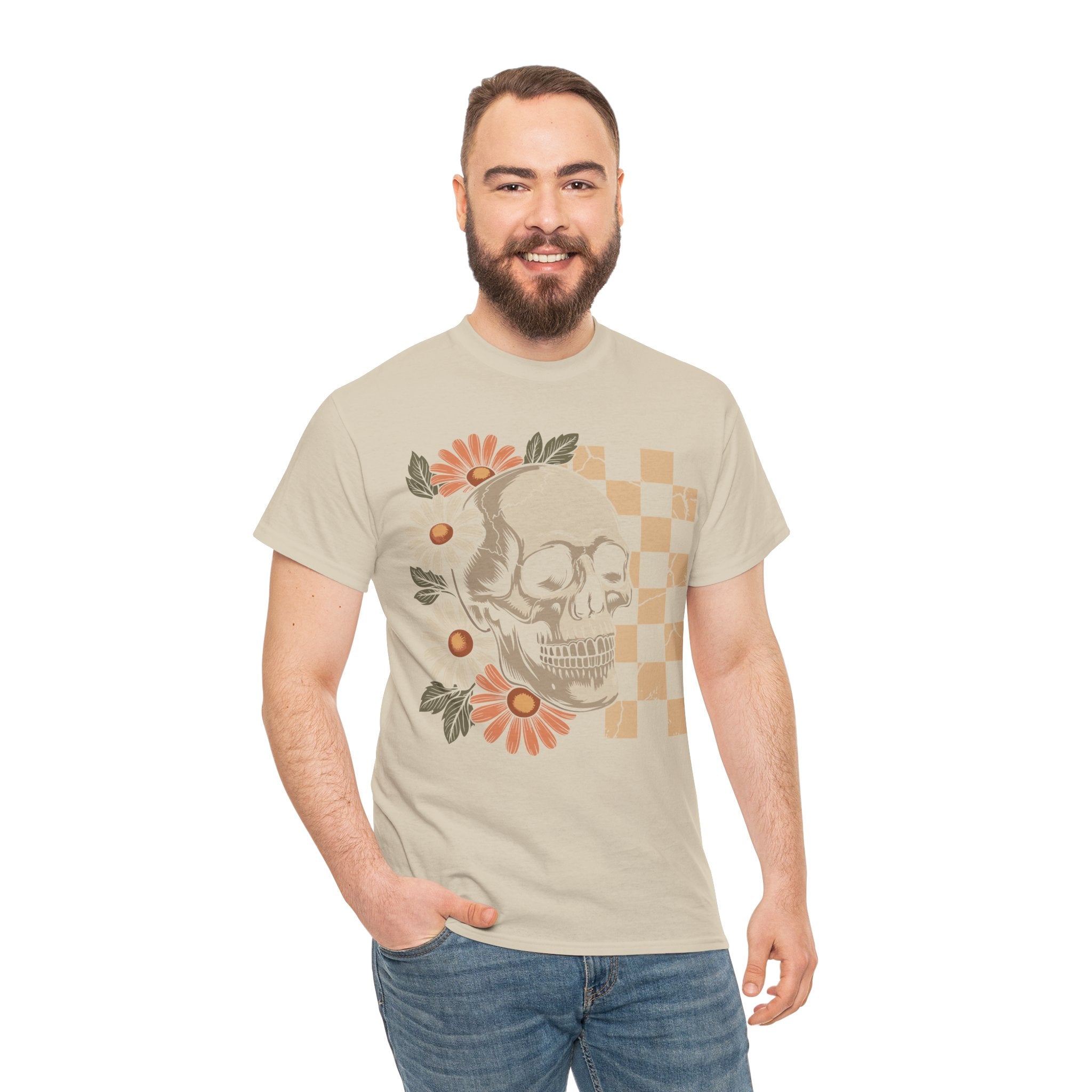 Skull Daisy Unisex Cotton Tshirt