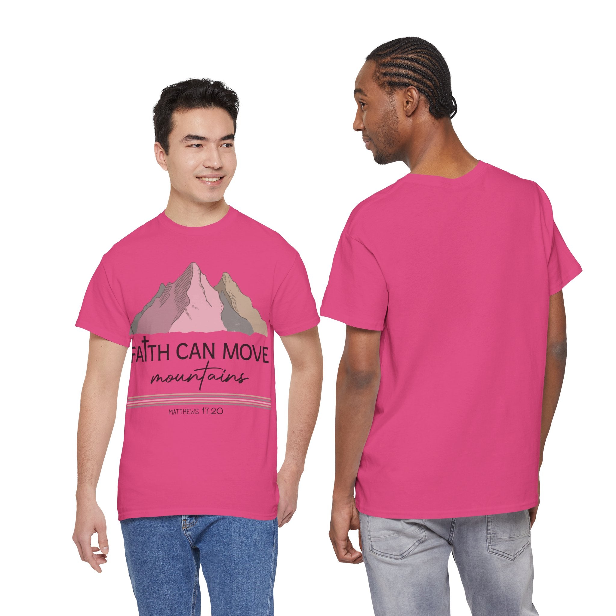 Faith Can Move Mountains Mountain Tee — Pastel Inspirational Christian Unisex Cotton T-Shirt