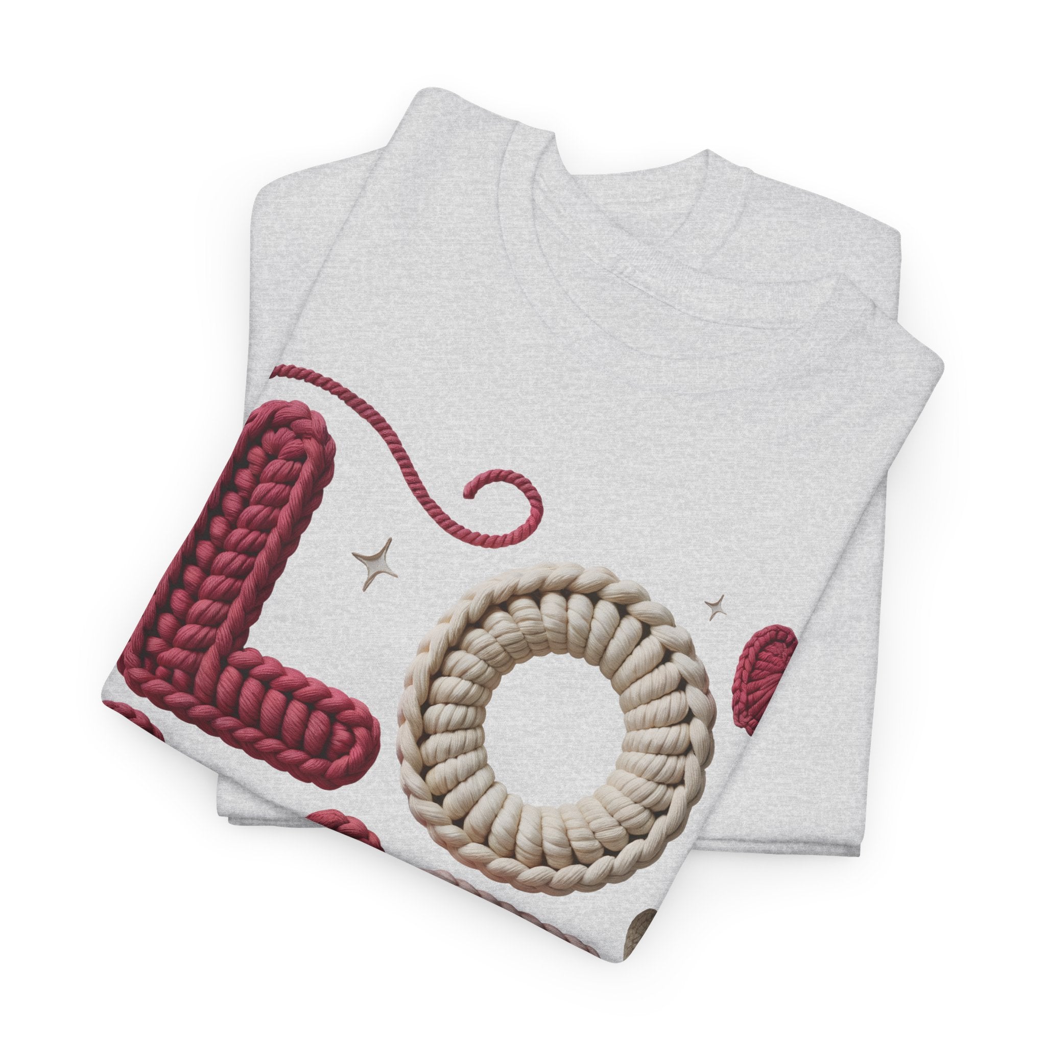 LOVE Faux Yarn Heart Unisex Cotton Tee