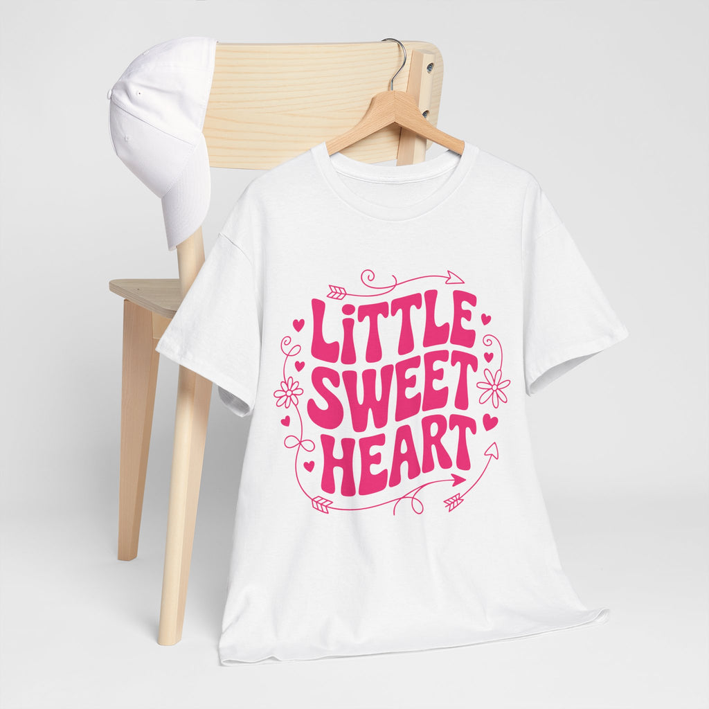 Little Sweetheart Retro Tee — Cute Red Hearts & Flowers Graphic Unisex Cotton Tee