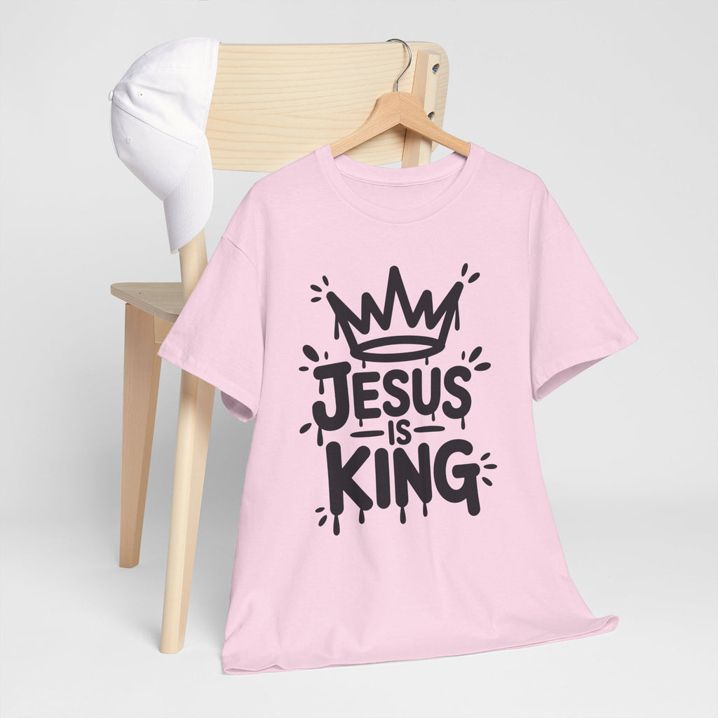 Jesus Is King Crown T-Shirt — Minimalist Christian Unisex Cotton Tee